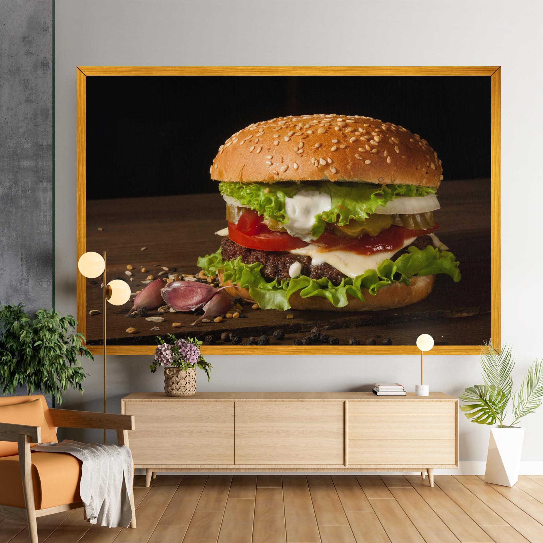Leinwandbild Delicious Hamburger mockup 9