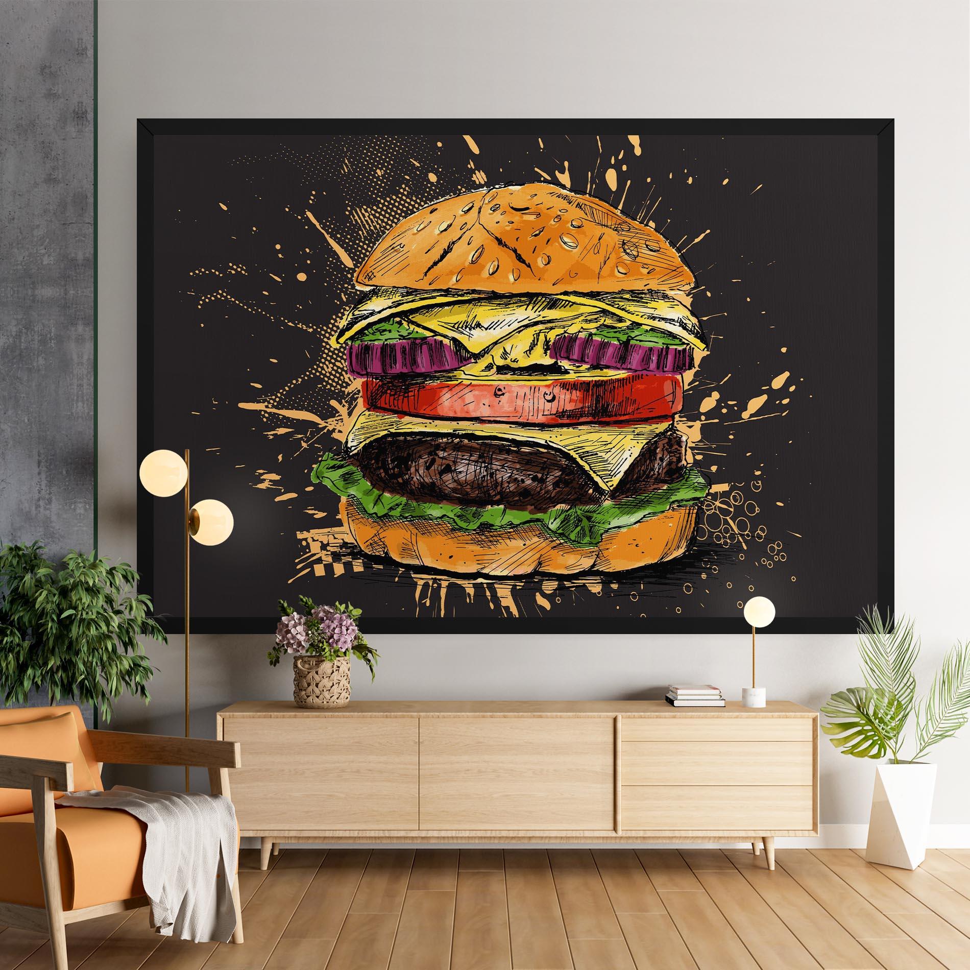 Leinwandbild Burger Drawing mockup 9
