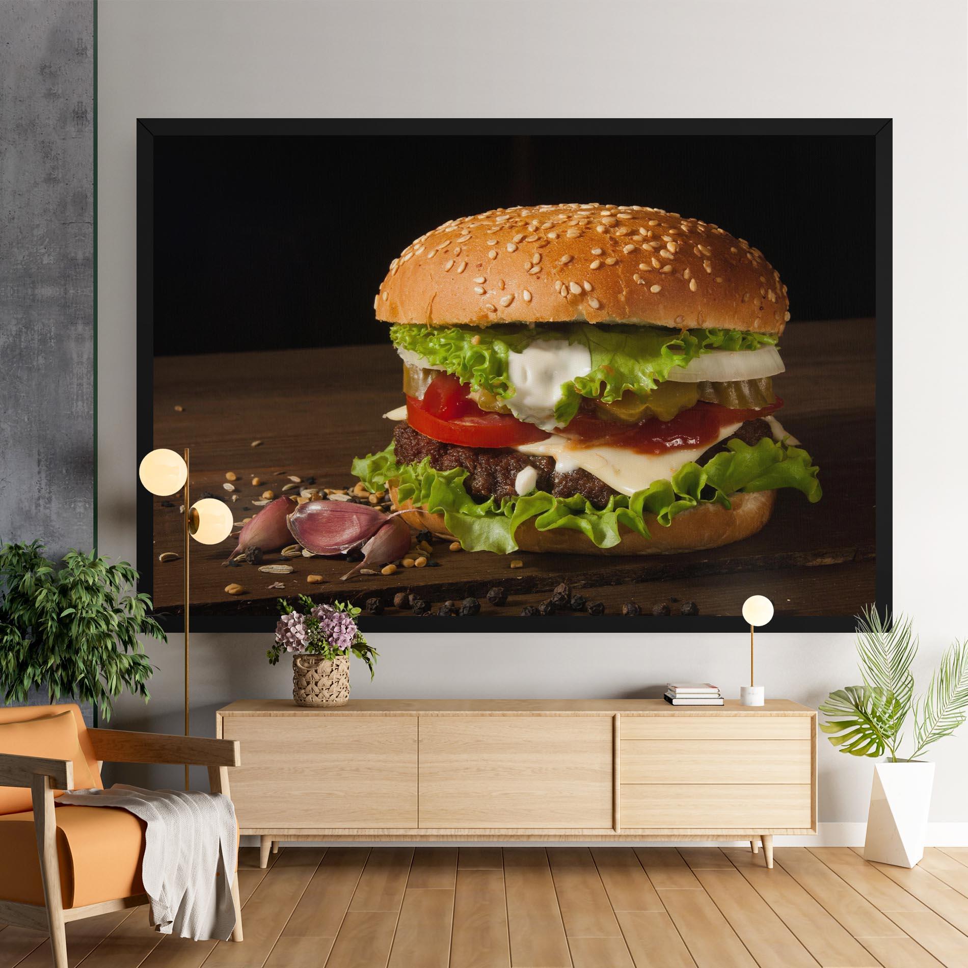 Leinwandbild Delicious Hamburger mockup 9