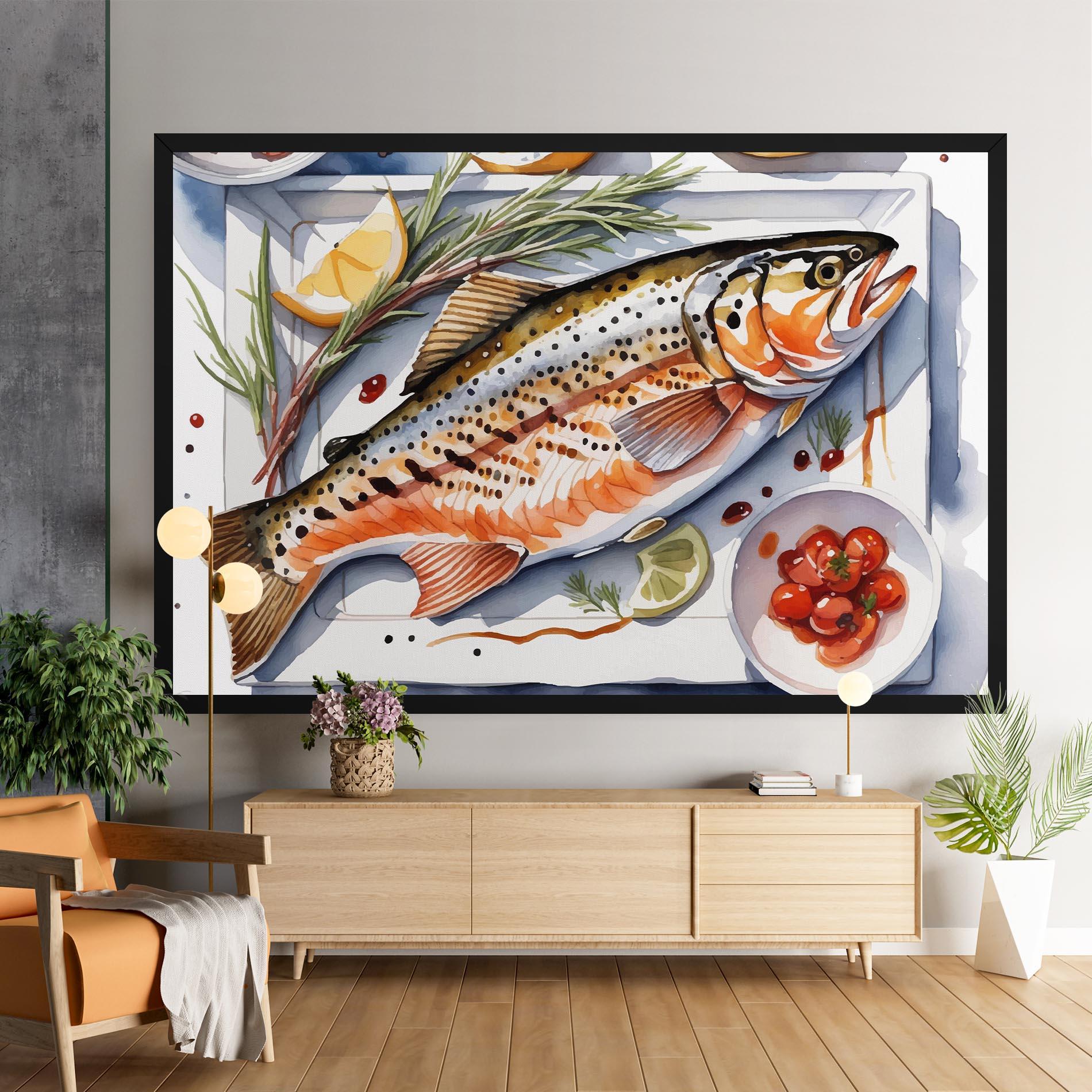 Leinwandbild Grilled Trout mockup 9