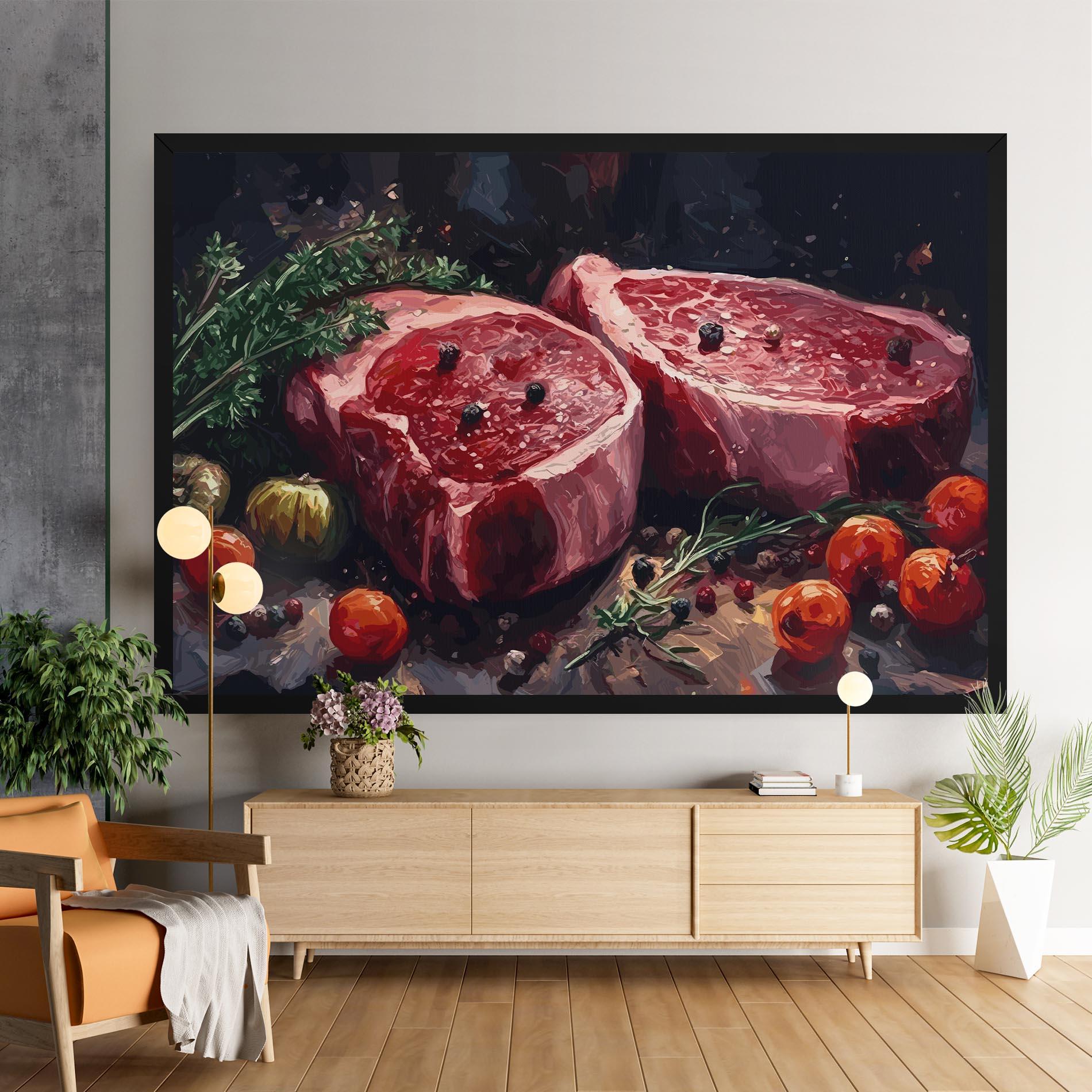 Leinwandbild Meat With Tomatoes mockup 9