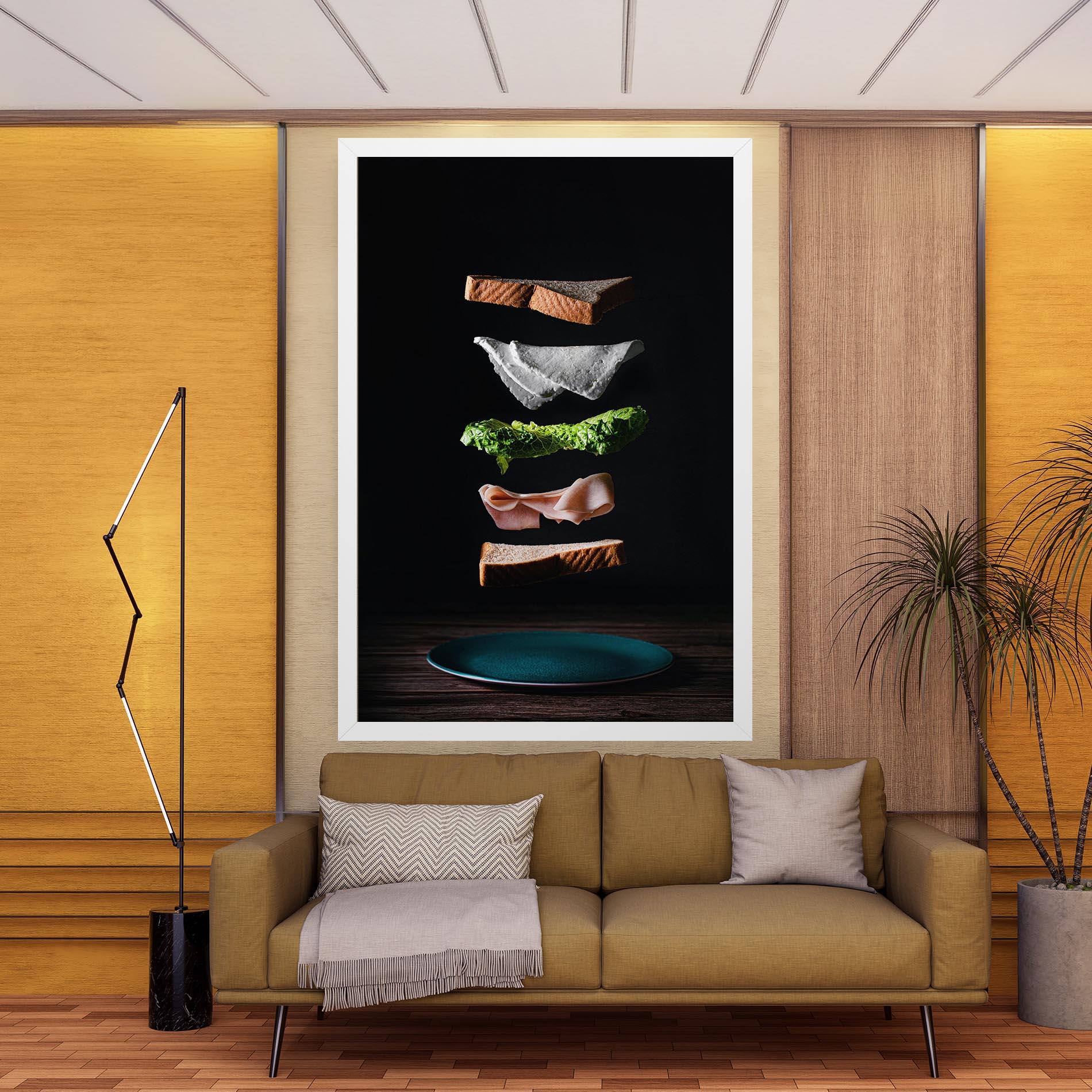 Leinwandbild Floating Sandwich mockup 9