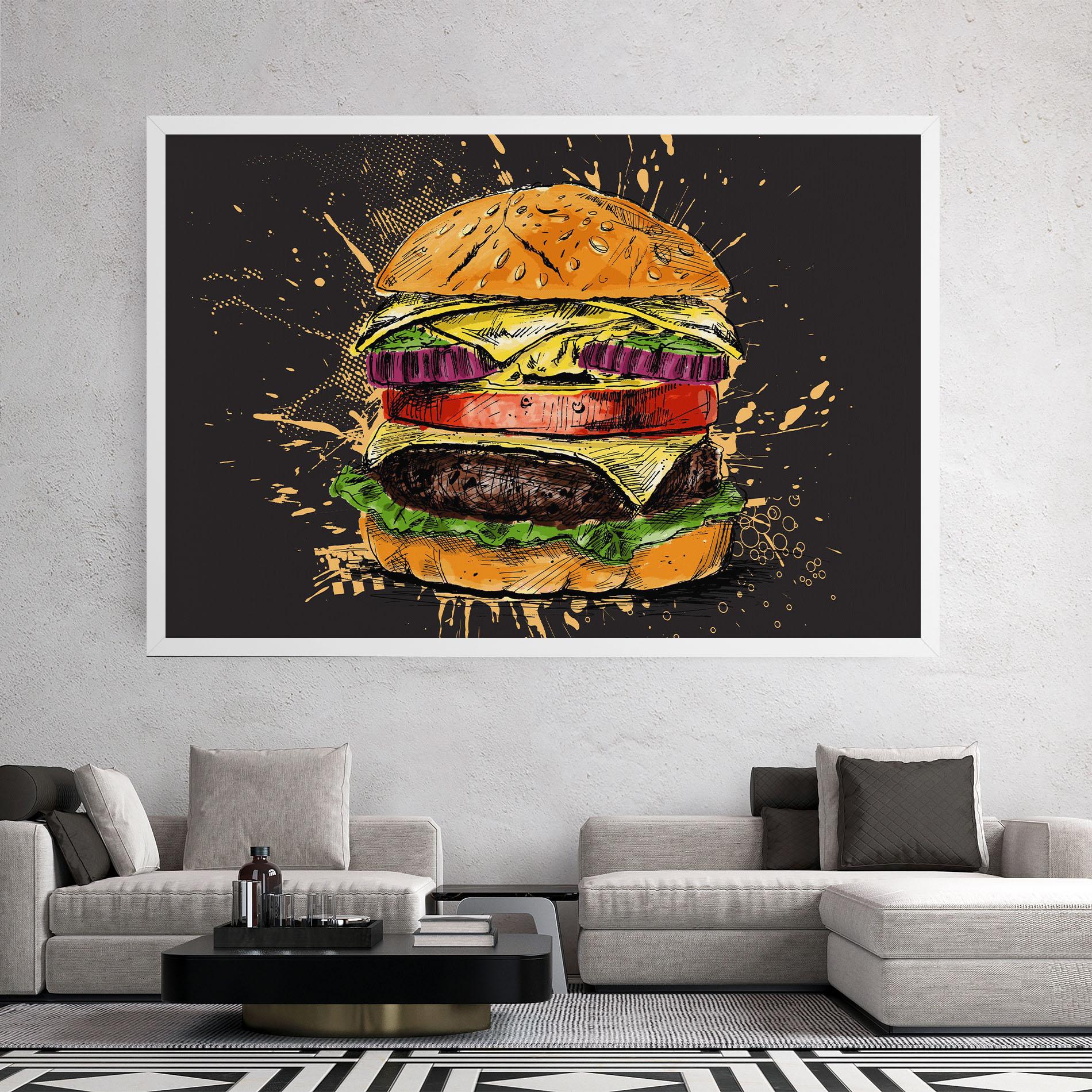 Leinwandbild Burger Drawing mockup 2
