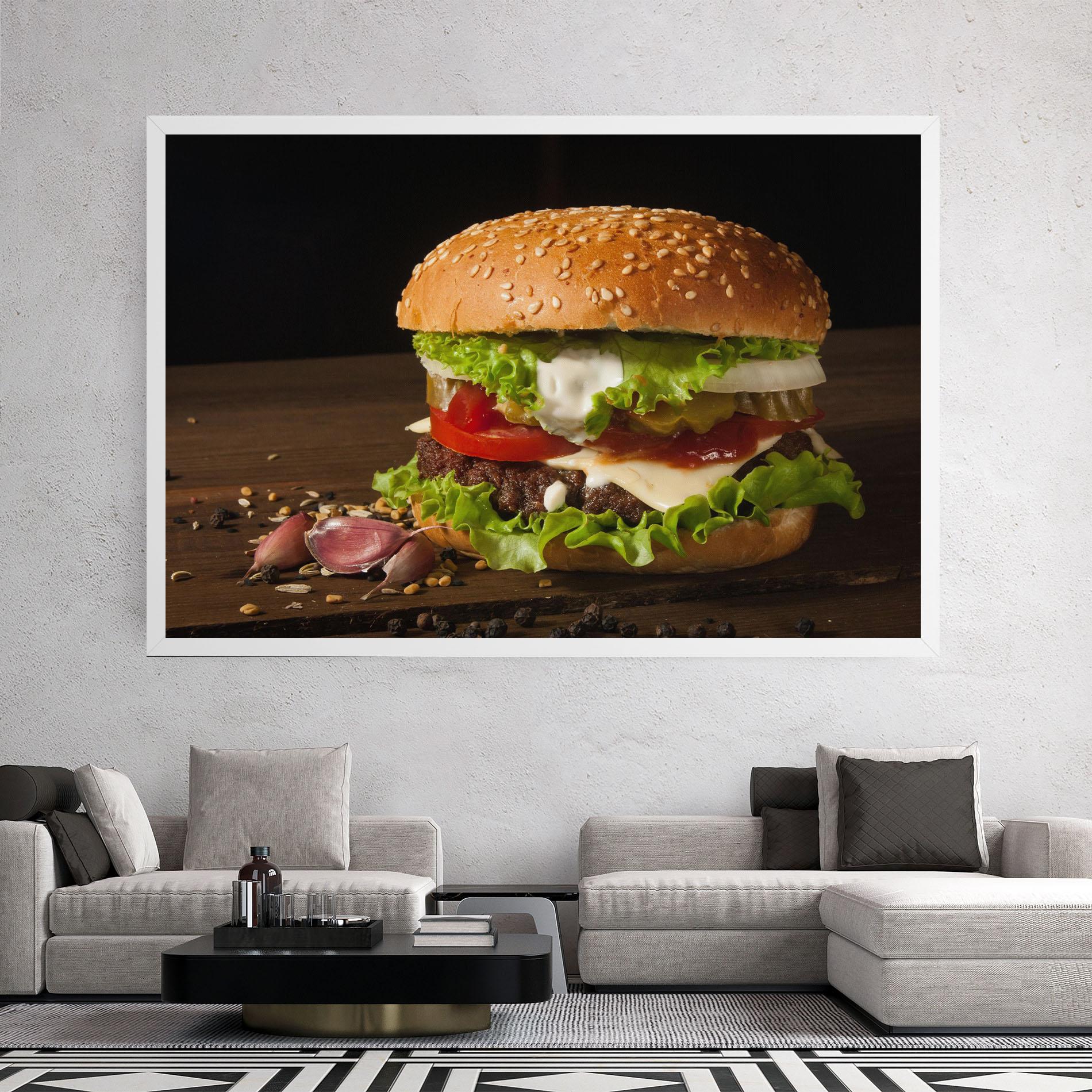 Leinwandbild Delicious Hamburger mockup 2