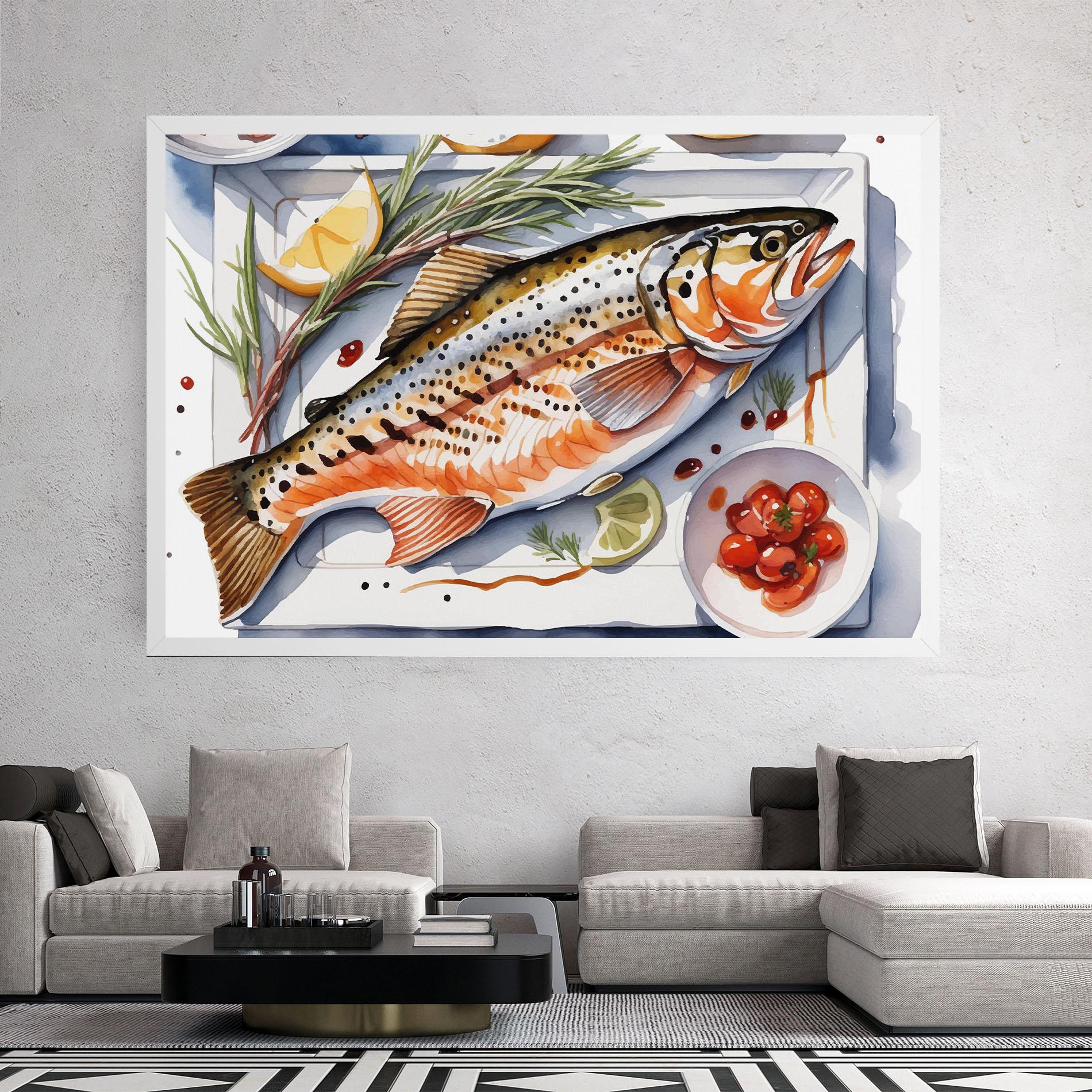 Leinwandbild Grilled Trout mockup 2