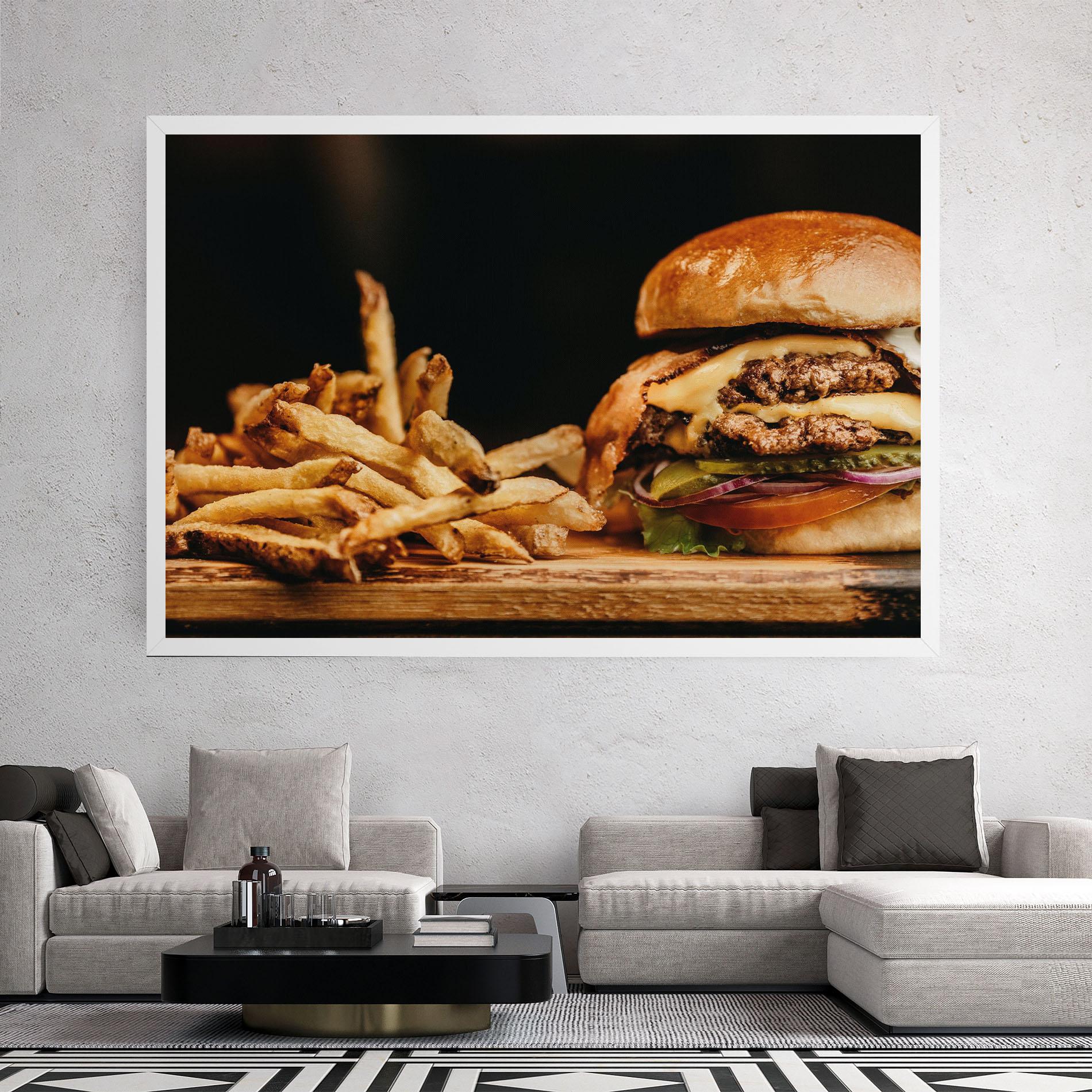 Leinwandbild Hamburger With Fries mockup 2