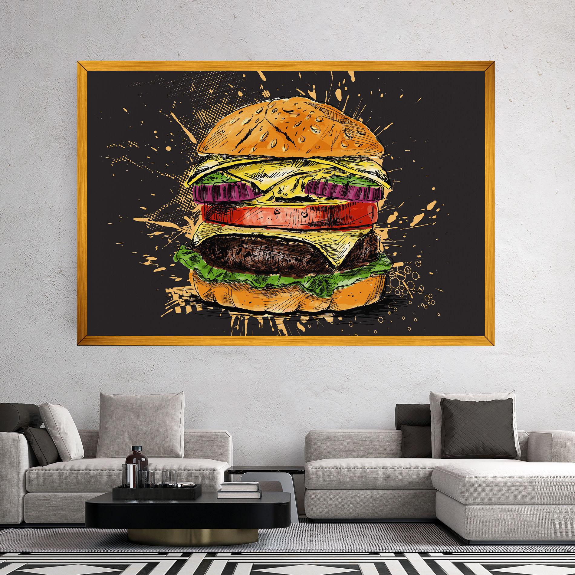 Leinwandbild Burger Drawing mockup 2