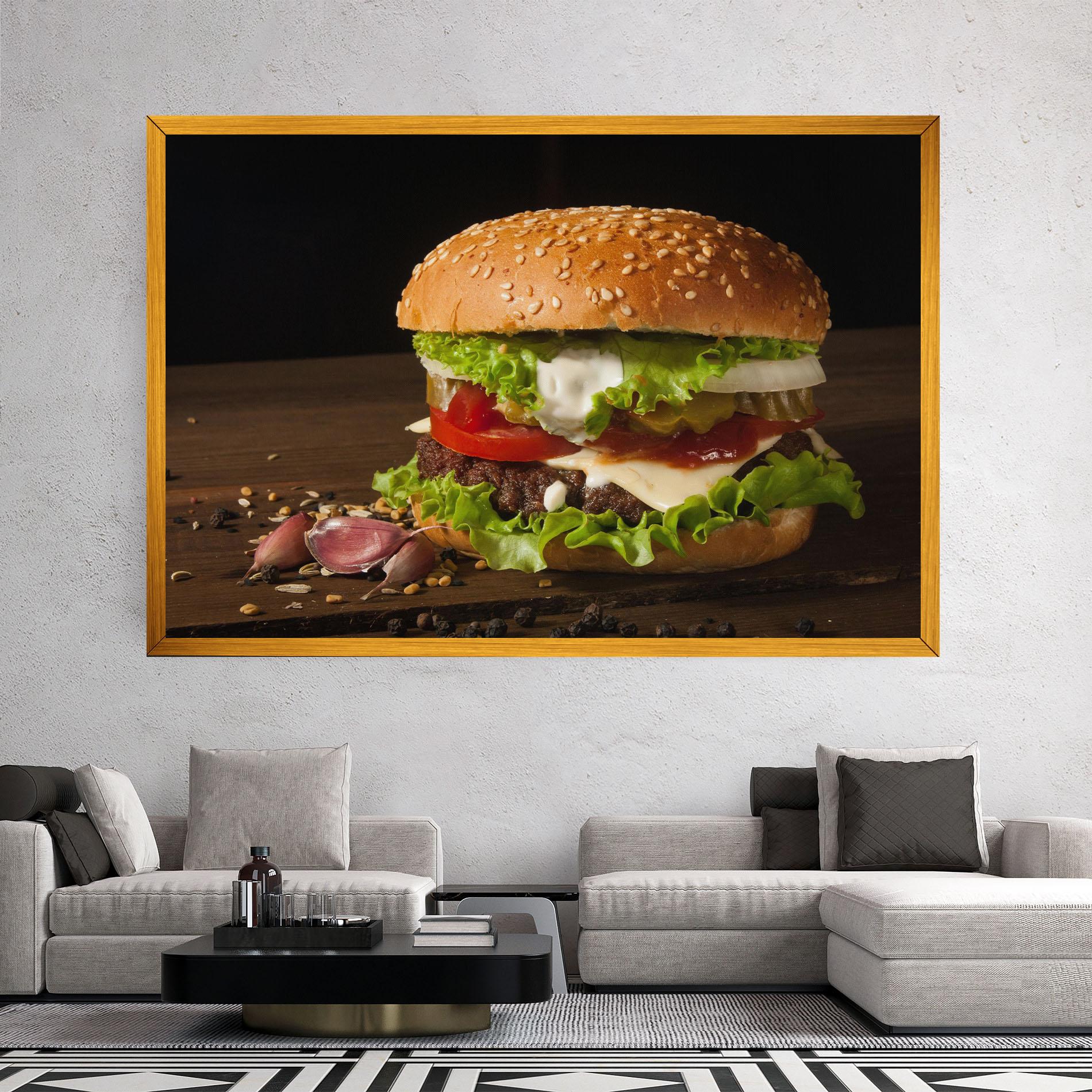 Leinwandbild Delicious Hamburger mockup 2