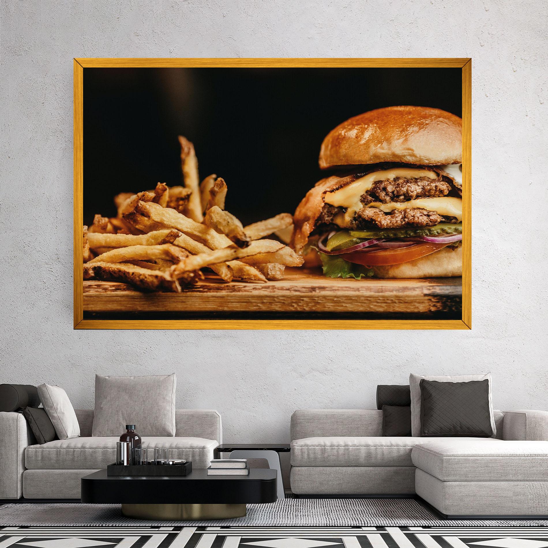 Leinwandbild Hamburger With Fries mockup 2