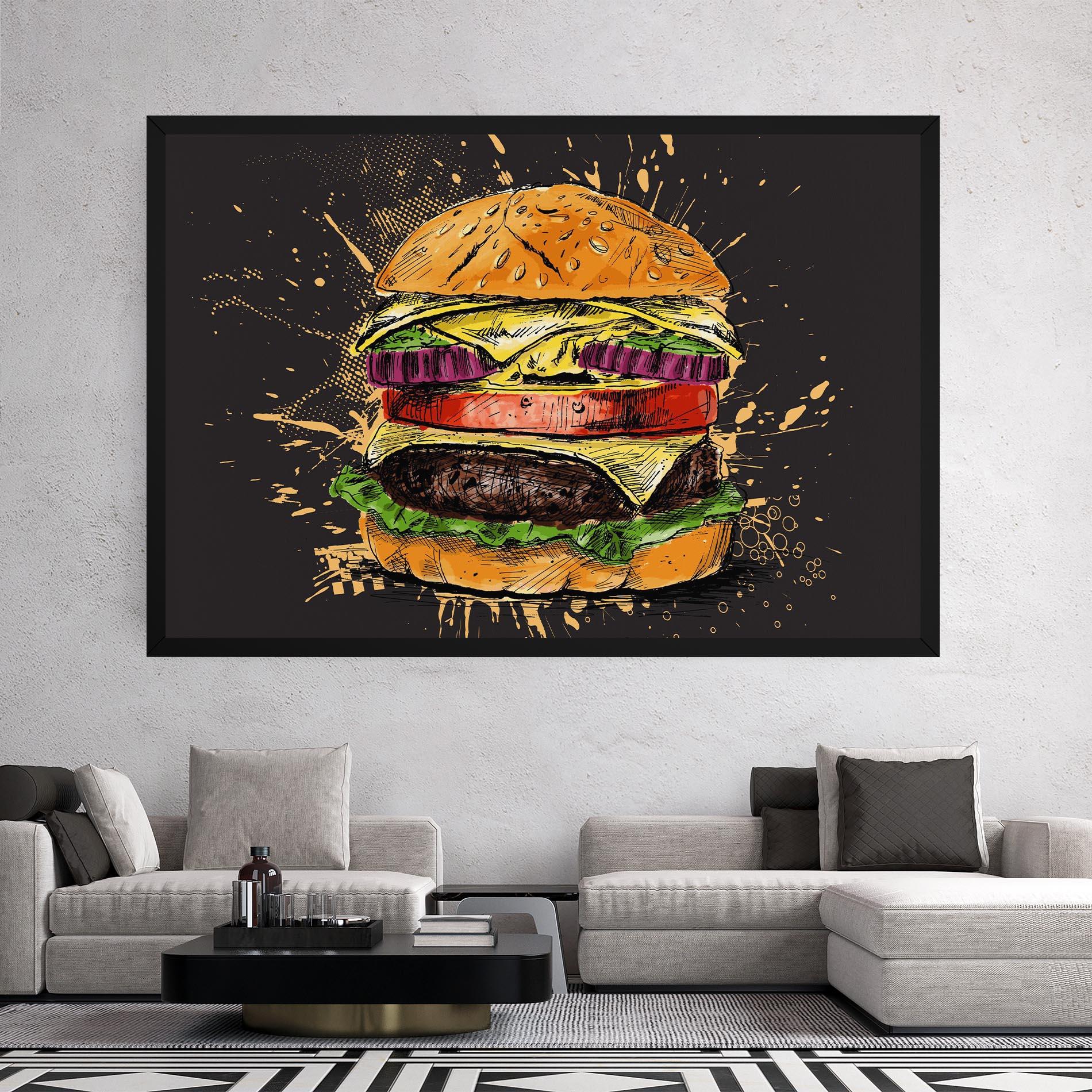 Leinwandbild Burger Drawing mockup 2