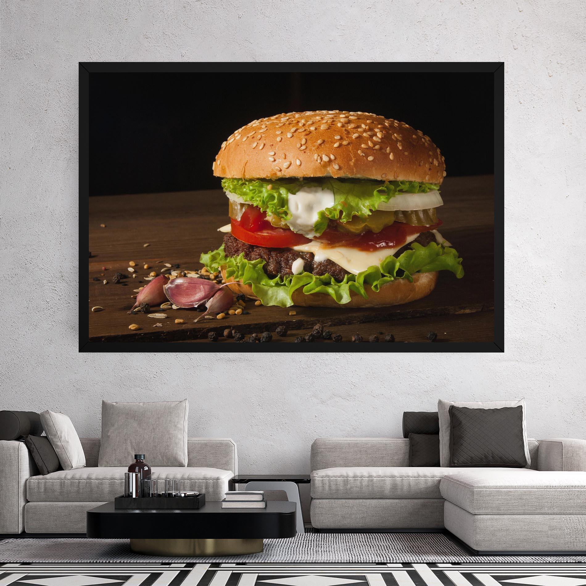 Leinwandbild Delicious Hamburger mockup 2
