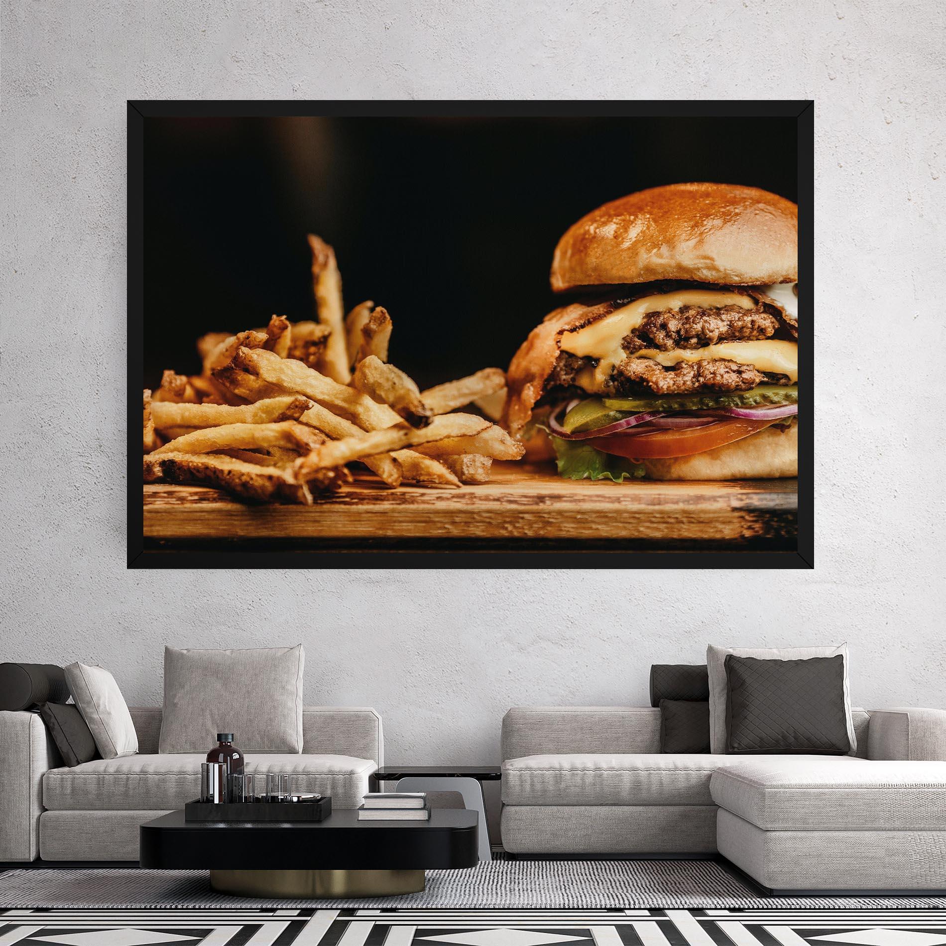 Leinwandbild Hamburger With Fries mockup 2