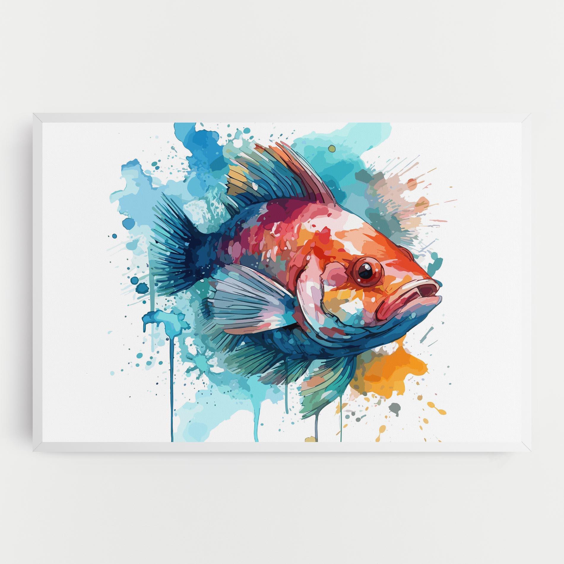 Leinwandbild Watercolor Fish mockup 0