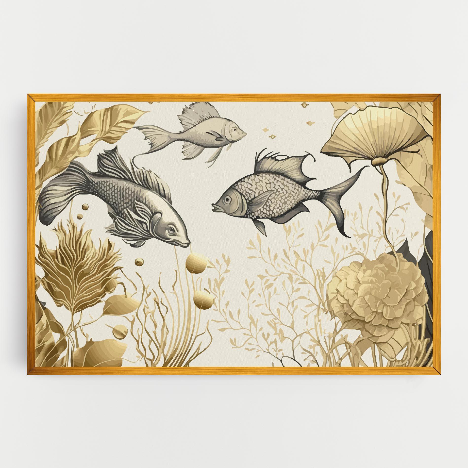 Leinwandbild Grey Gold Fish mockup 0