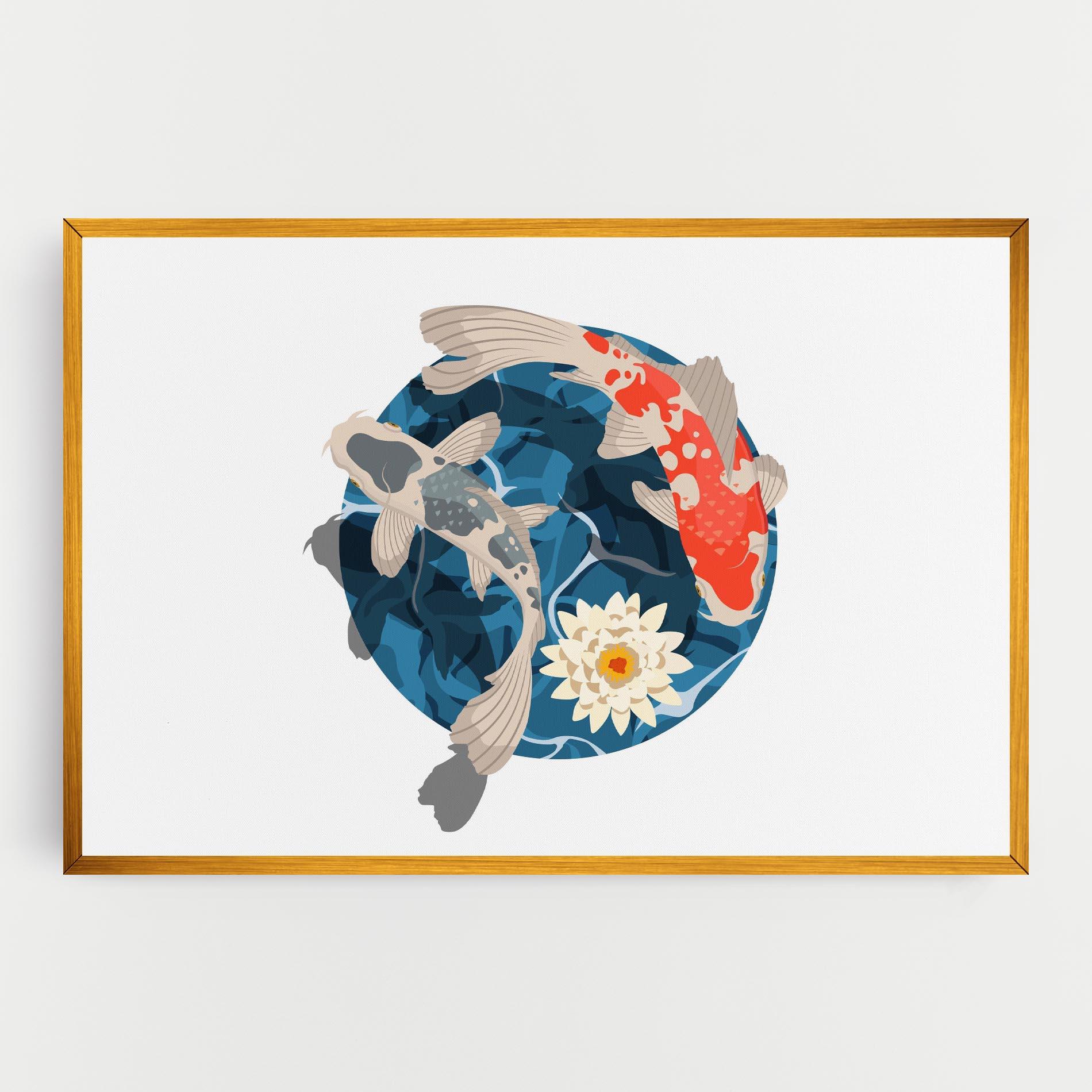 Leinwandbild Grey Orange Koi mockup 0
