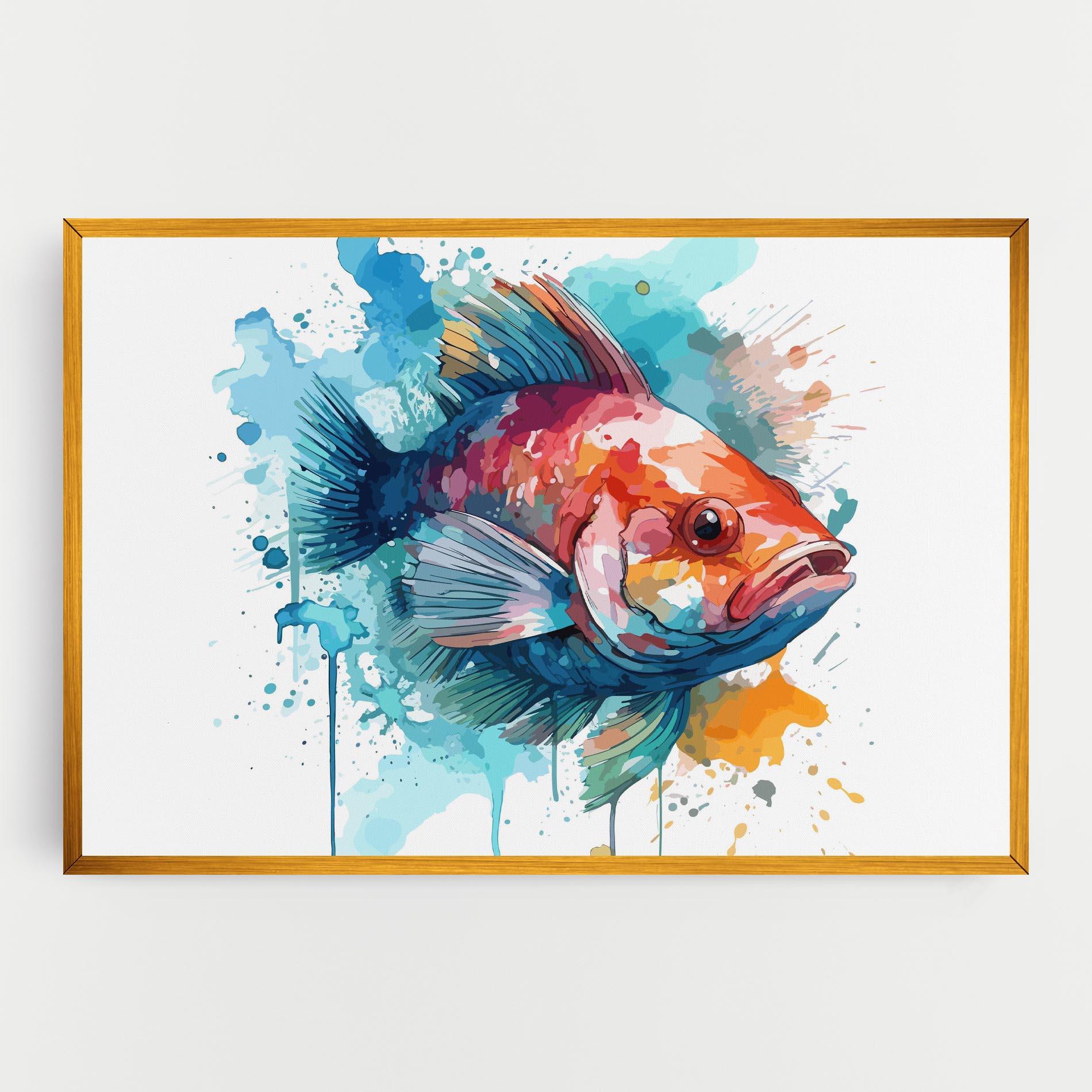 Leinwandbild Watercolor Fish mockup 0