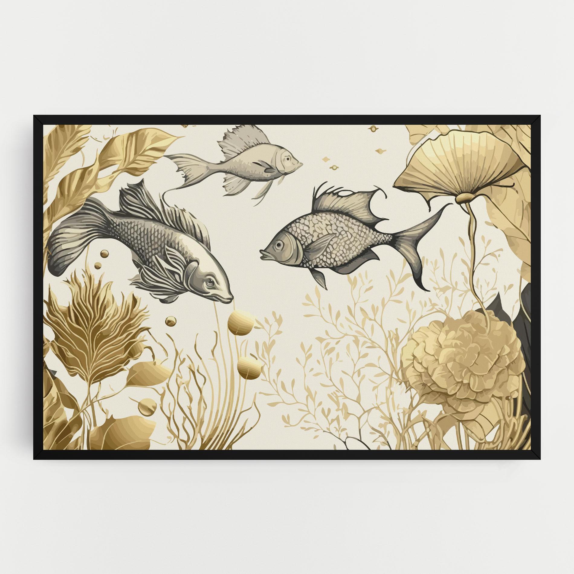 Leinwandbild Grey Gold Fish mockup 0