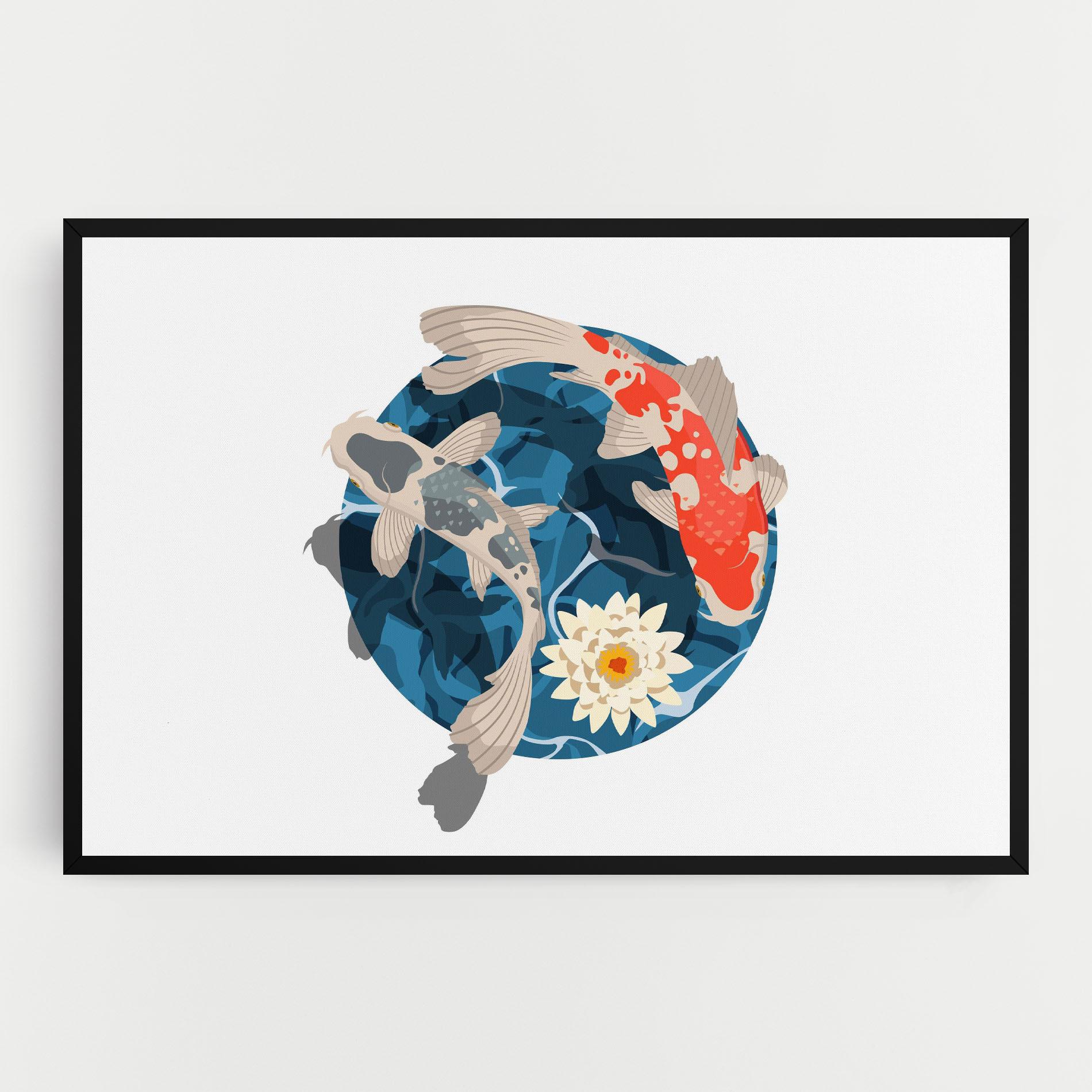 Leinwandbild Grey Orange Koi mockup 0