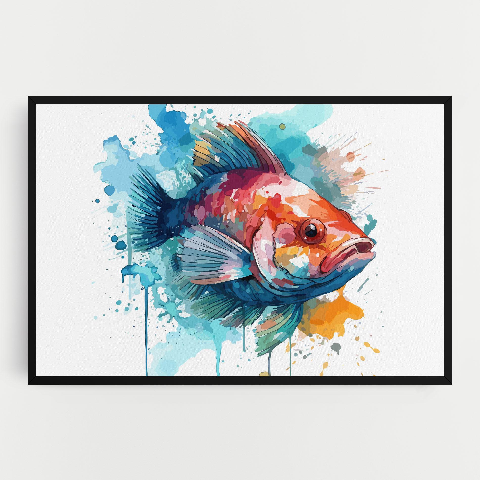 Leinwandbild Watercolor Fish mockup 0