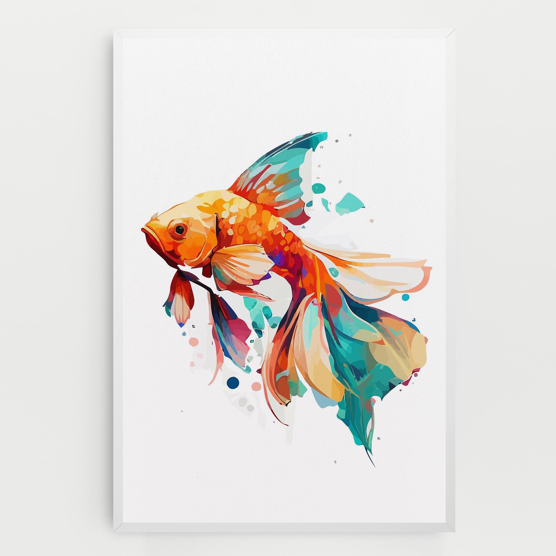Leinwandbild Blue Orange Fish mockup 0