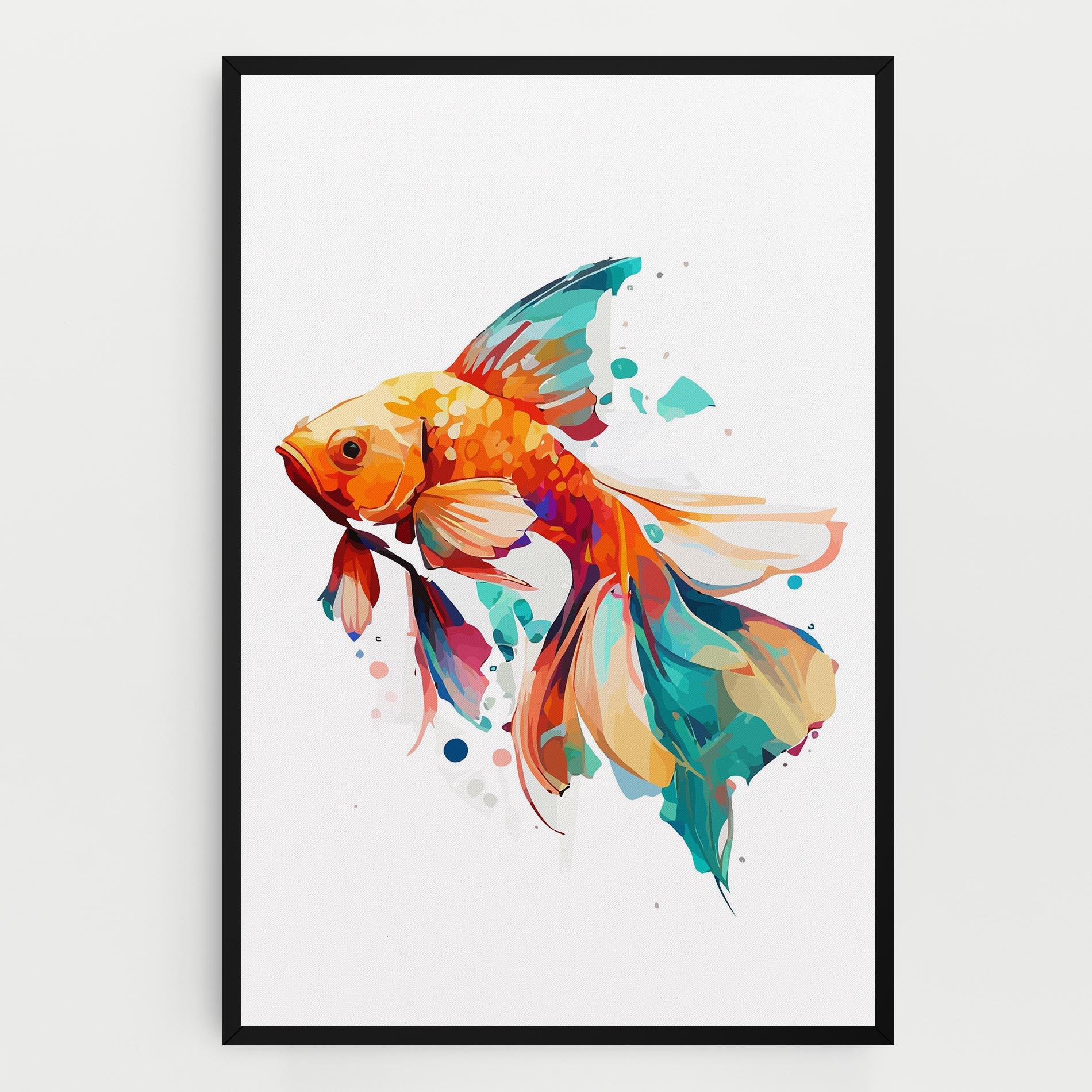 Leinwandbild Blue Orange Fish mockup 0