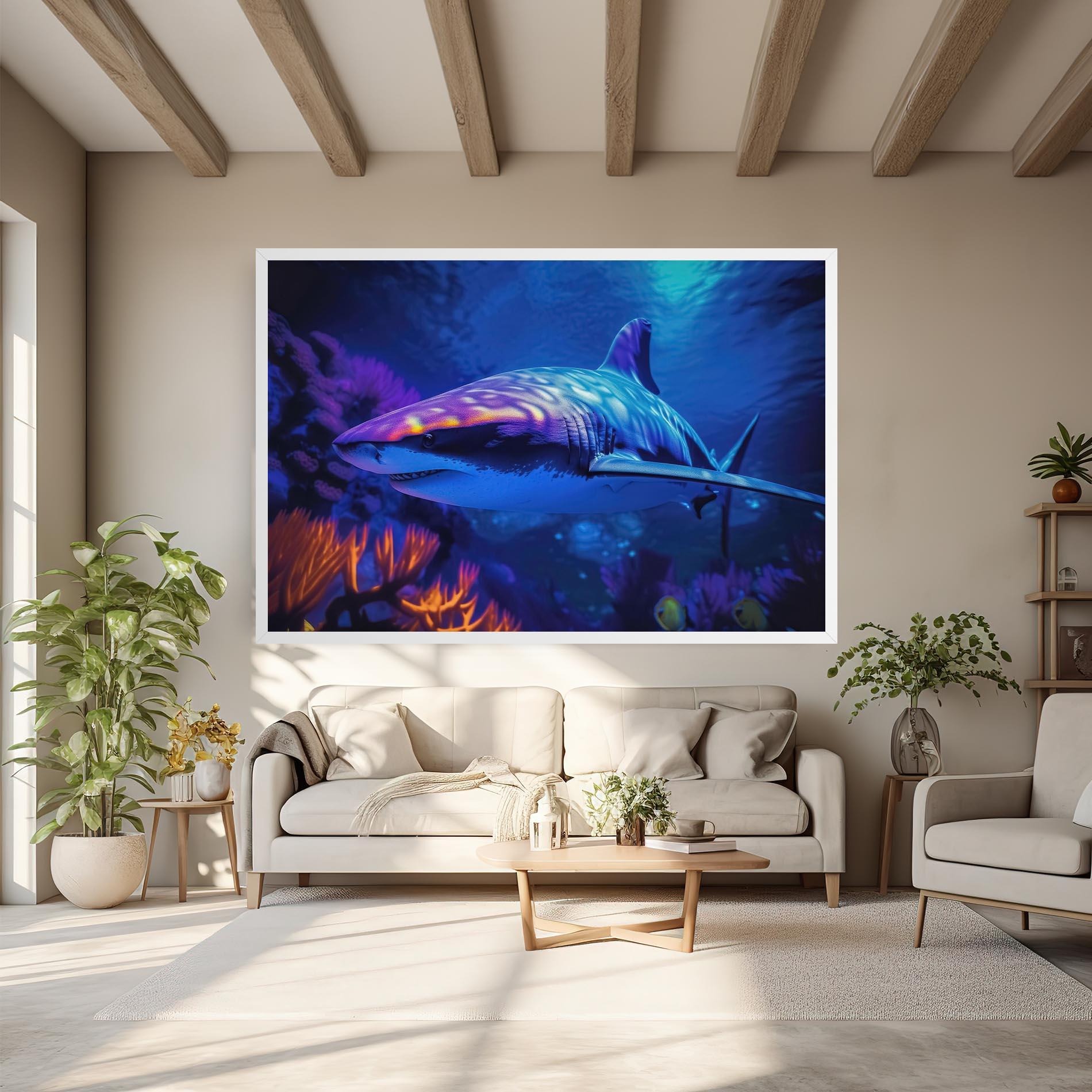 Leinwandbild Blue Light Shark mockup 6