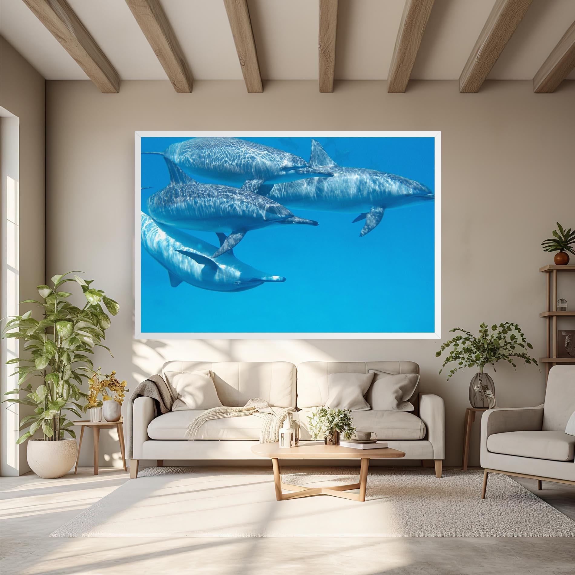Leinwandbild Family Of Dolphins mockup 6