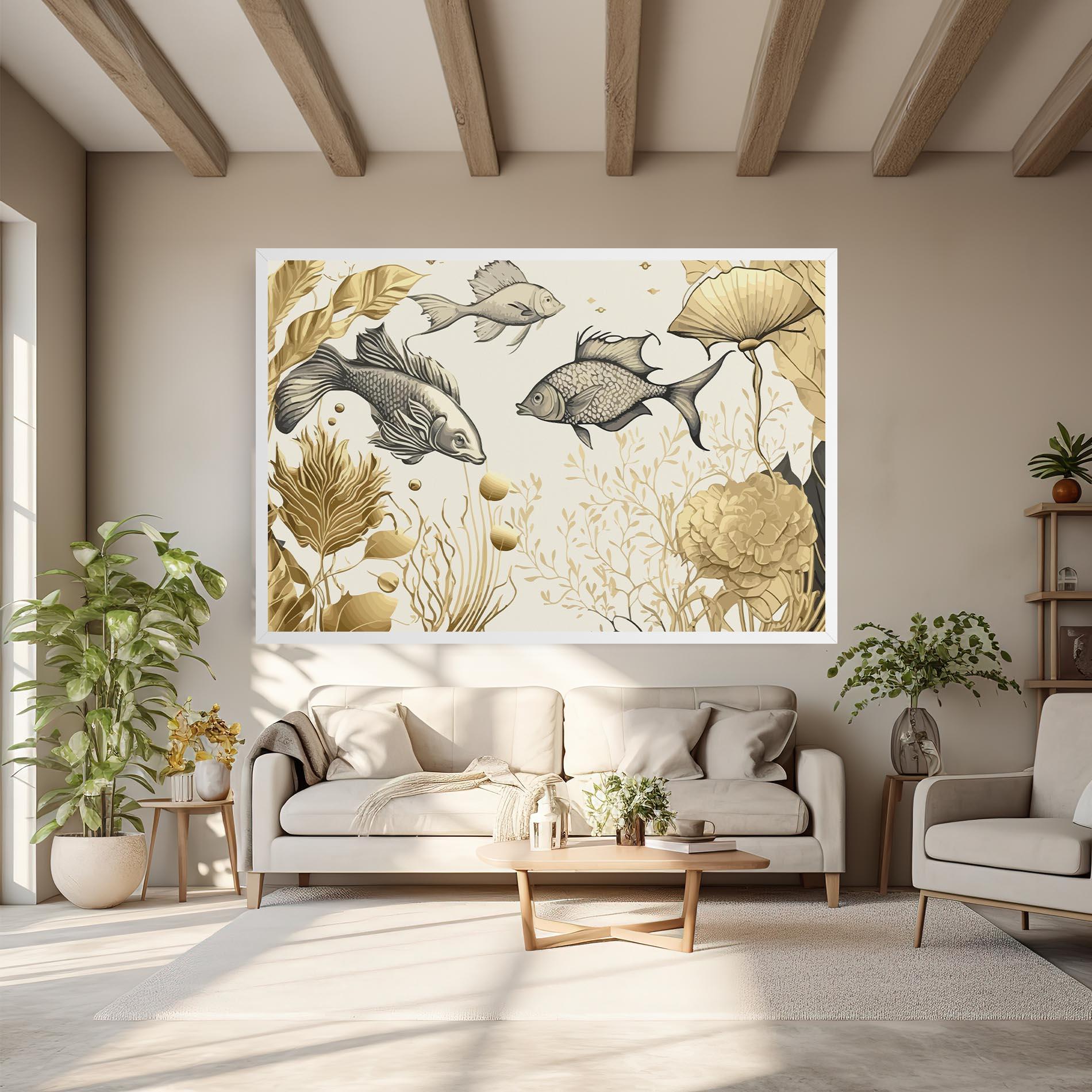 Leinwandbild Grey Gold Fish mockup 6