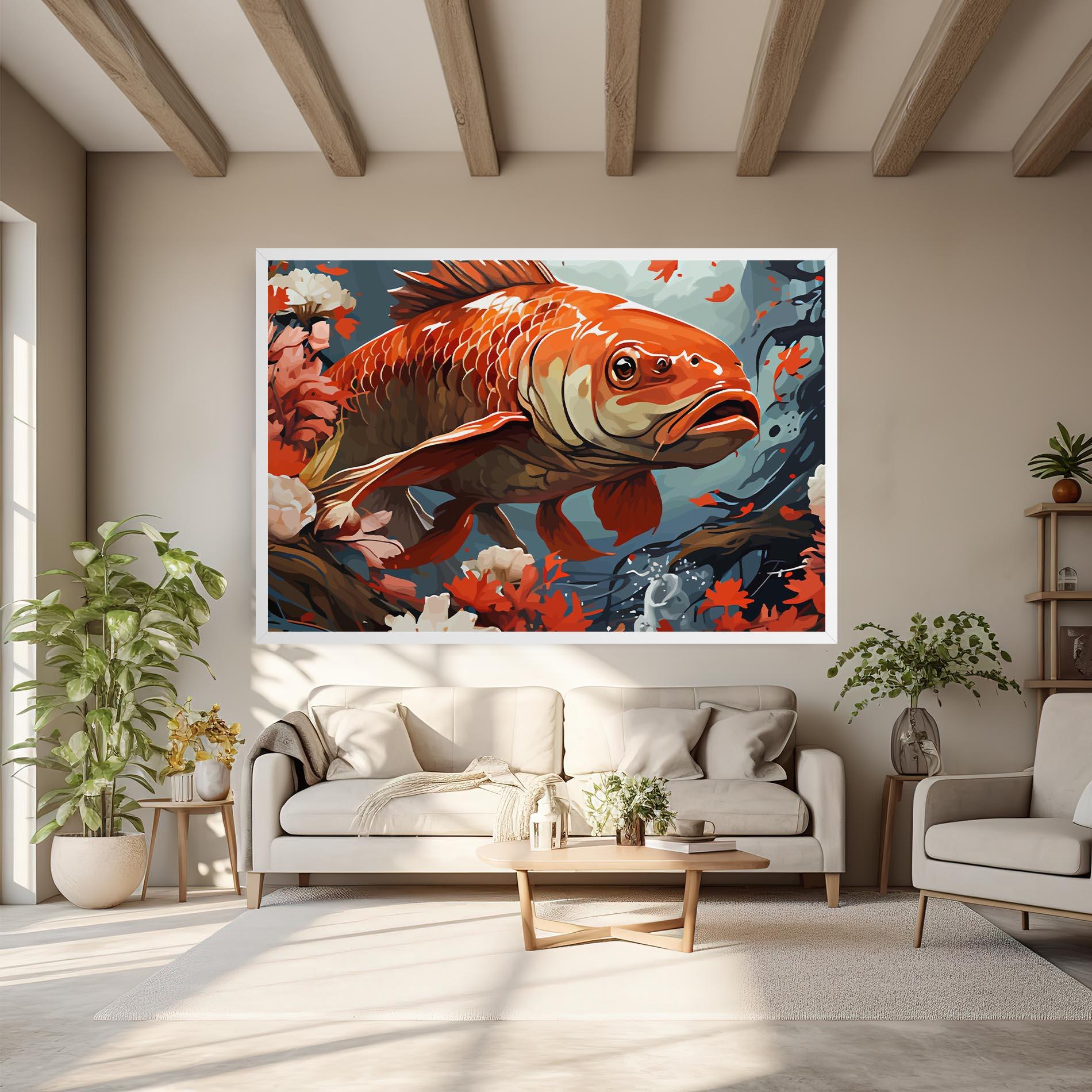 Leinwandbild Orange Koi mockup 6