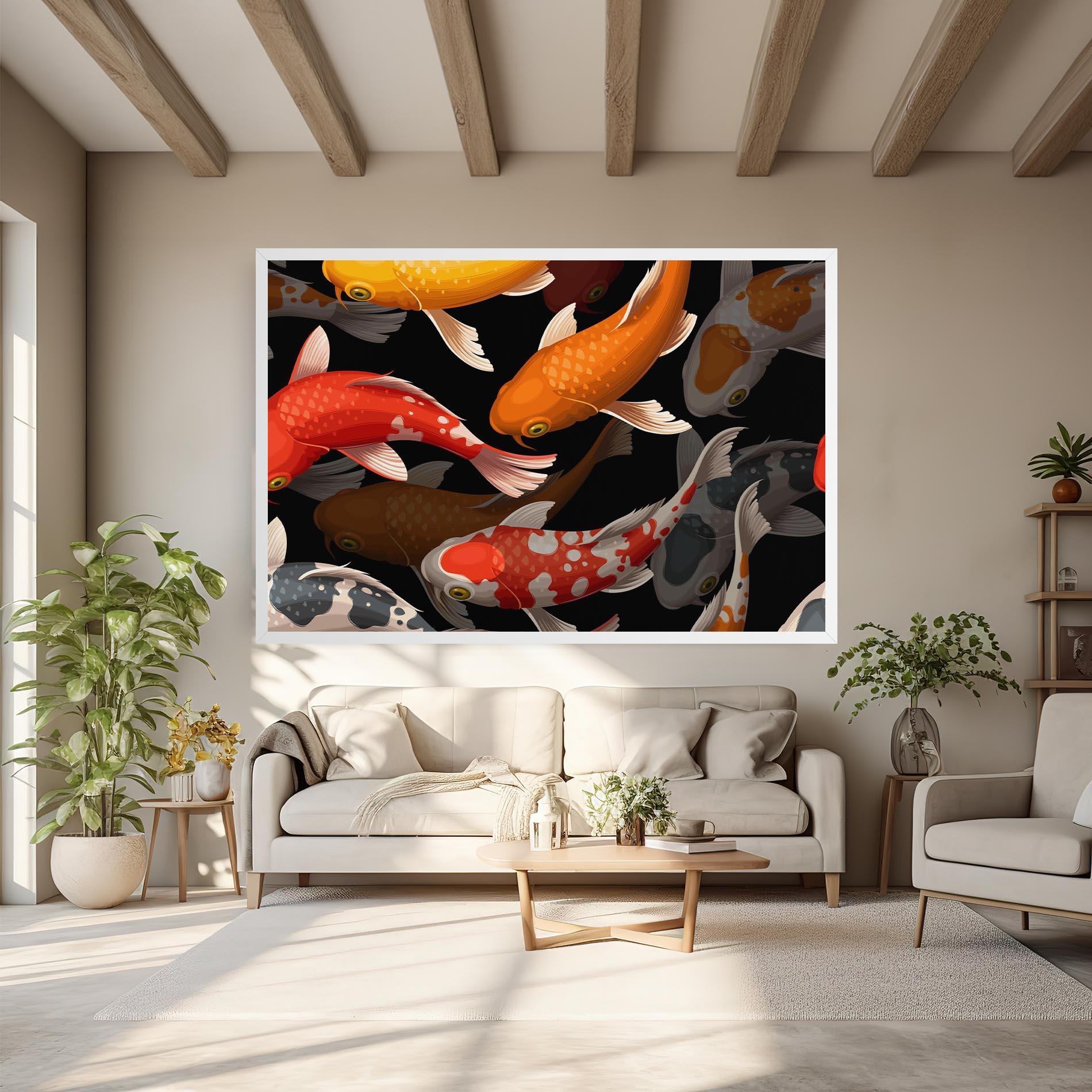 Leinwandbild Seamless Koi Fish mockup 6
