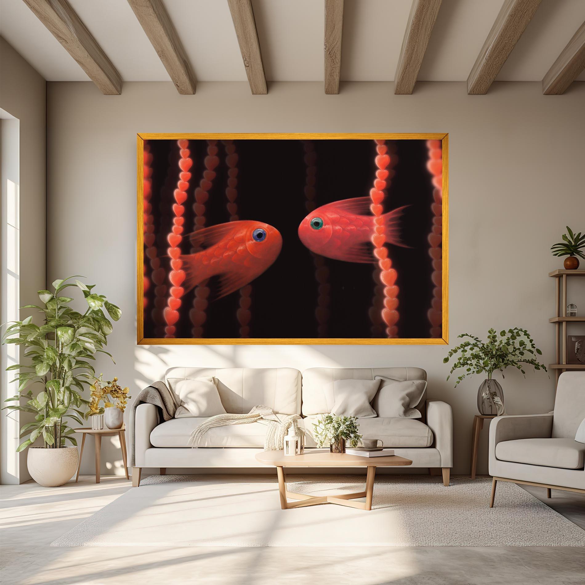 Leinwandbild Orange Fish Heart mockup 6