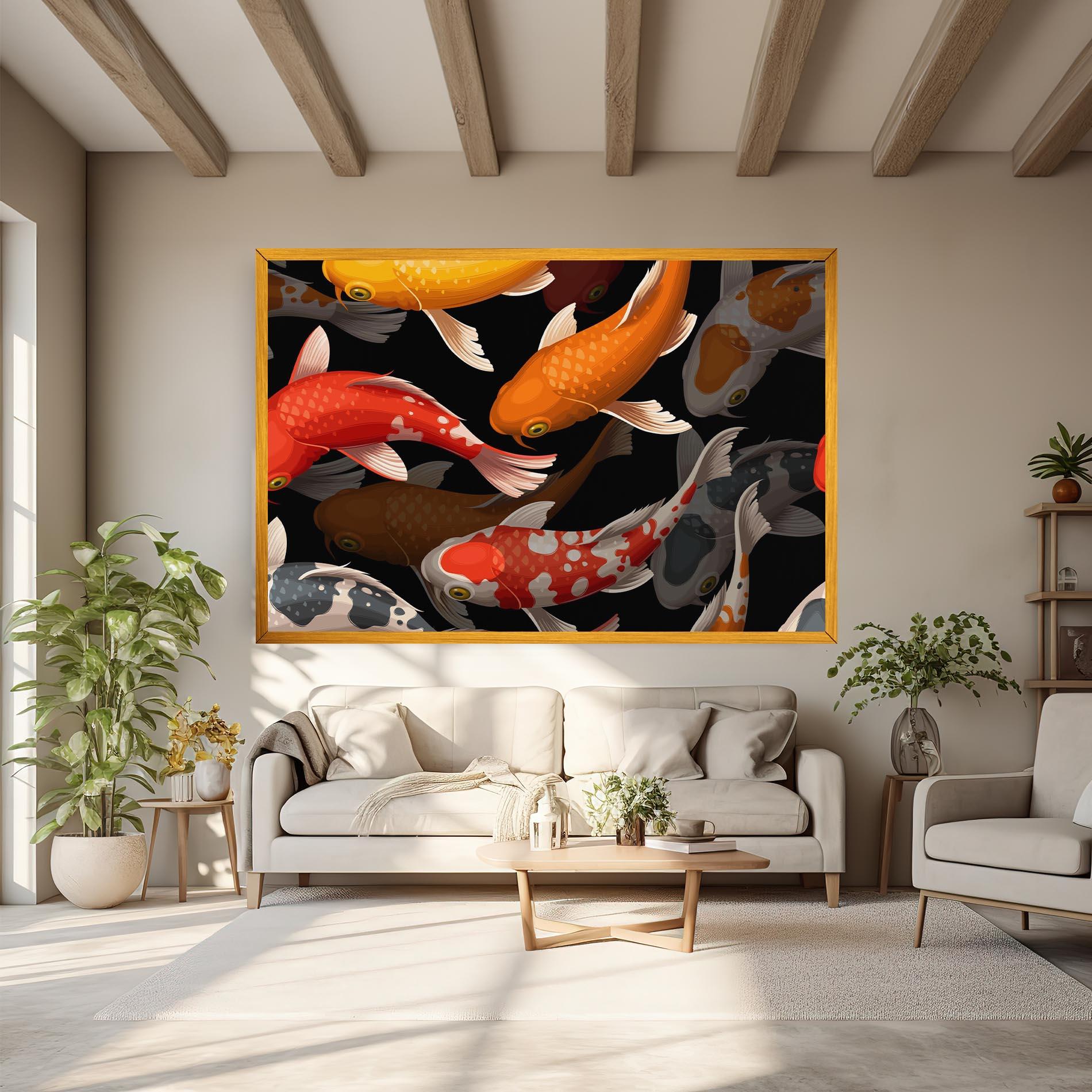 Leinwandbild Seamless Koi Fish mockup 6