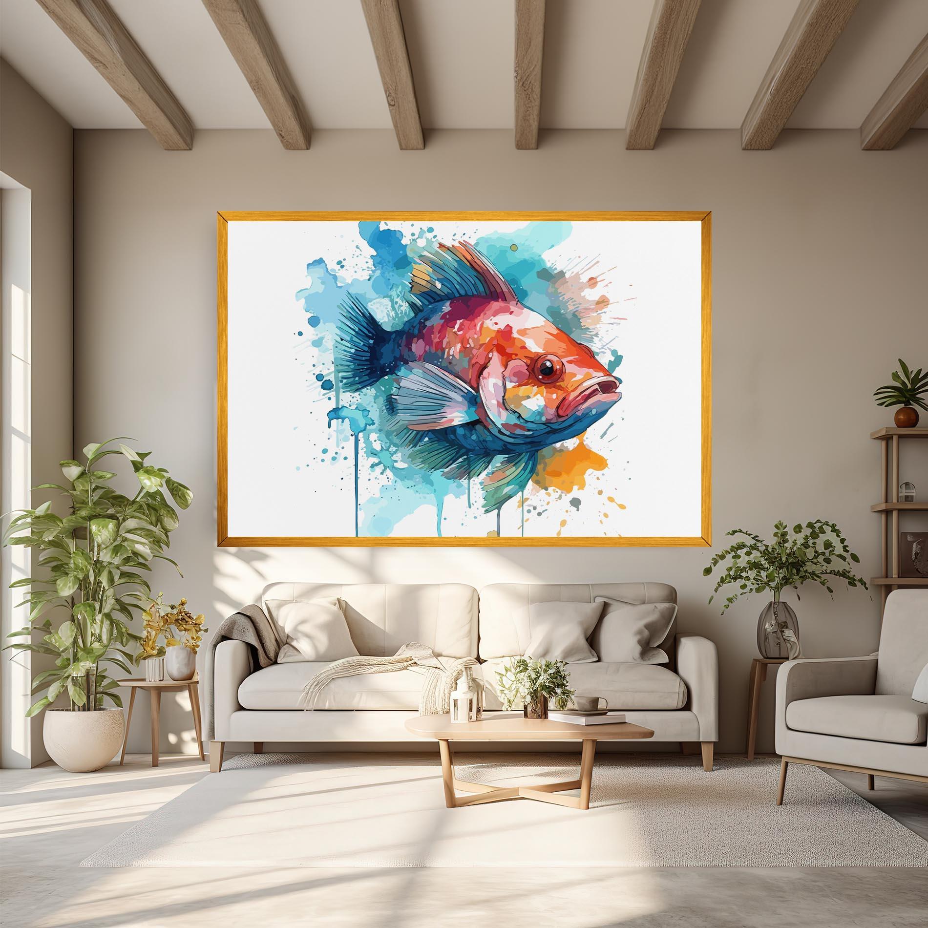 Leinwandbild Watercolor Fish mockup 6