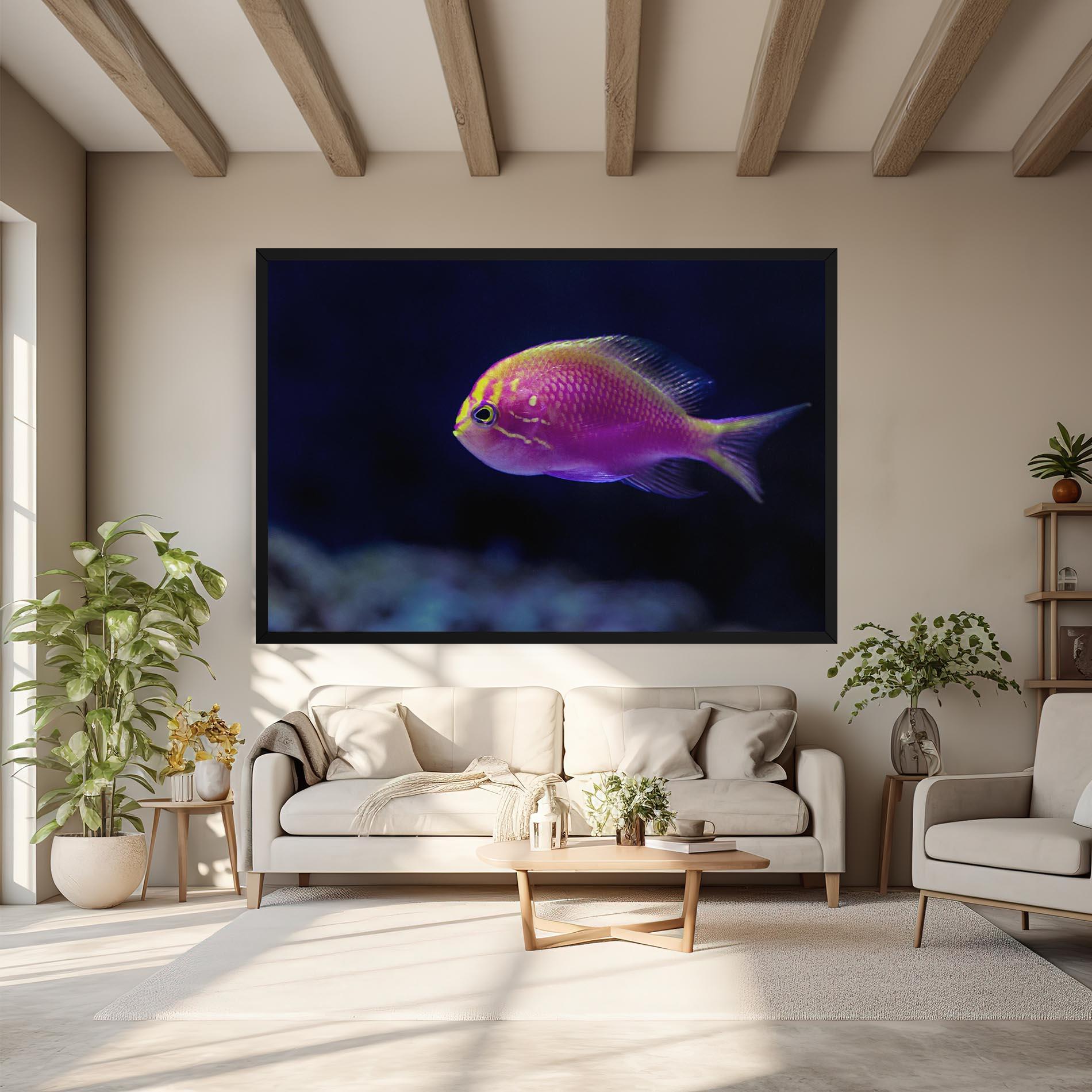 Leinwandbild Angry Pink Fish mockup 6