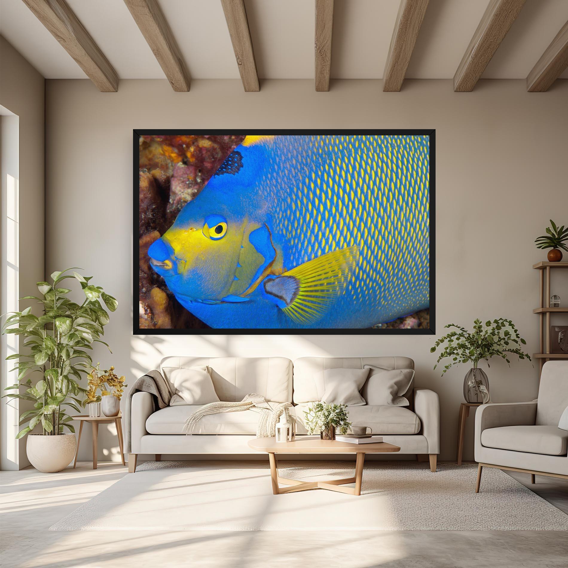 Leinwandbild Blue Yellow Fish mockup 6