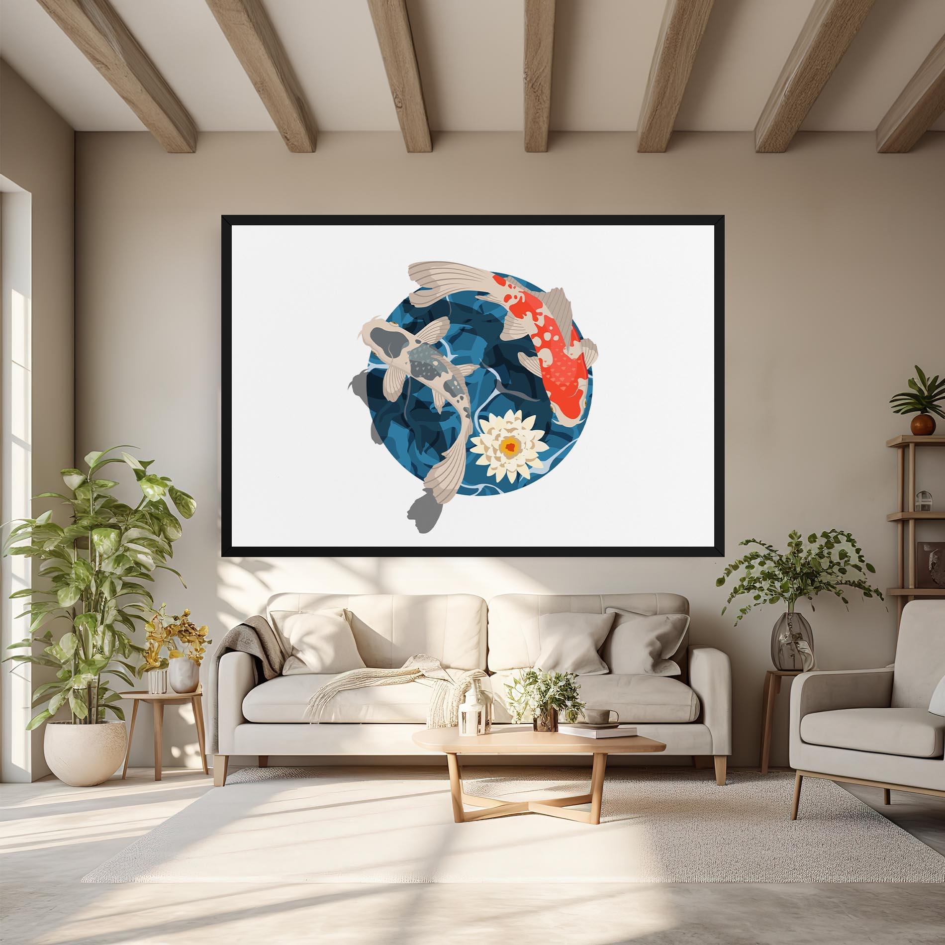 Leinwandbild Grey Orange Koi mockup 6