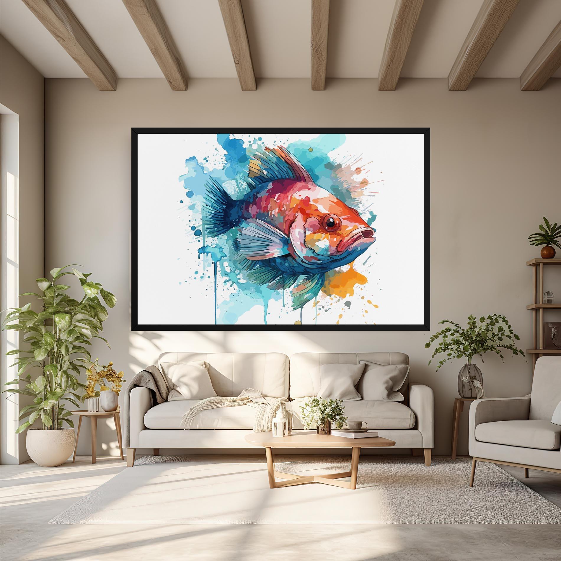 Leinwandbild Watercolor Fish mockup 6