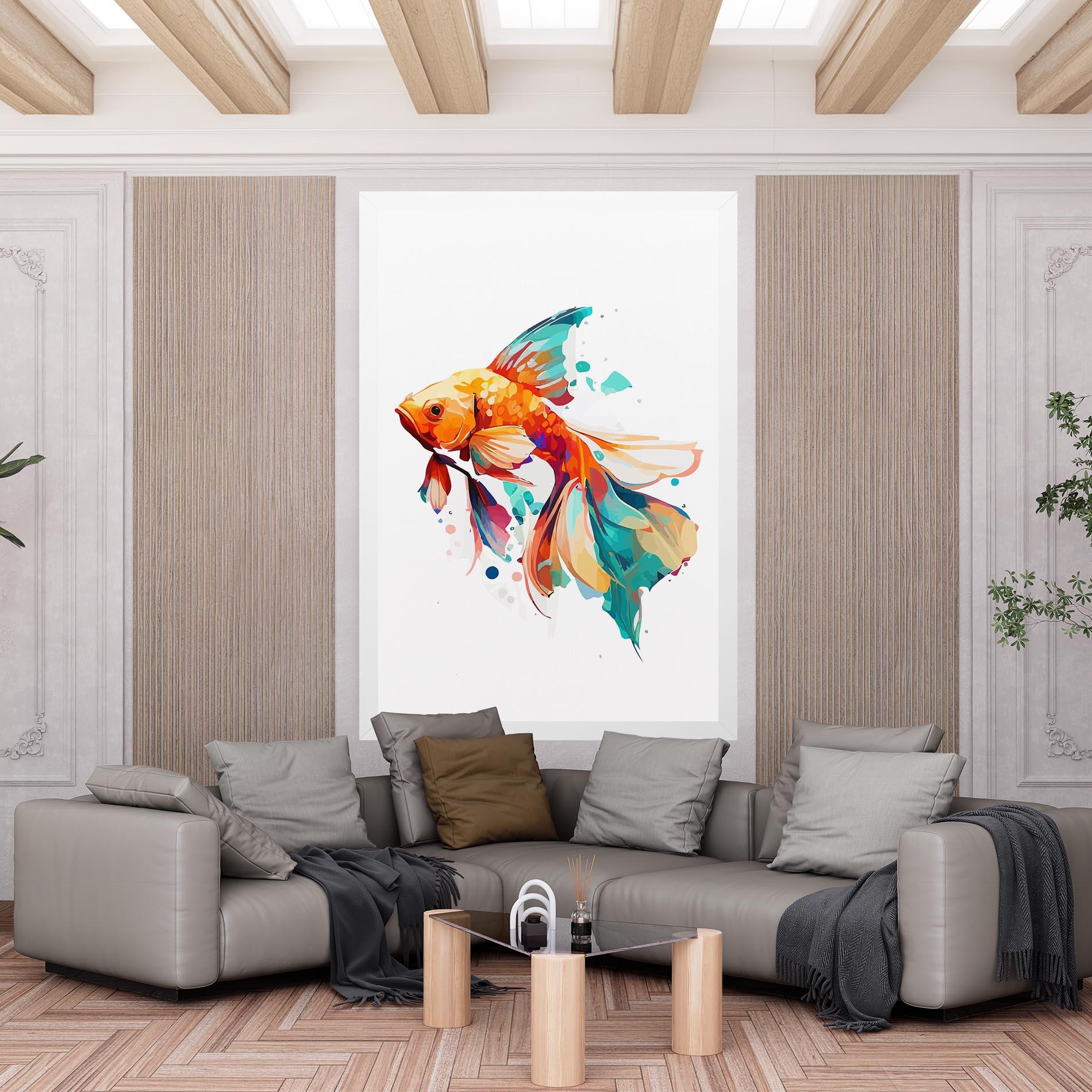Leinwandbild Blue Orange Fish mockup 6