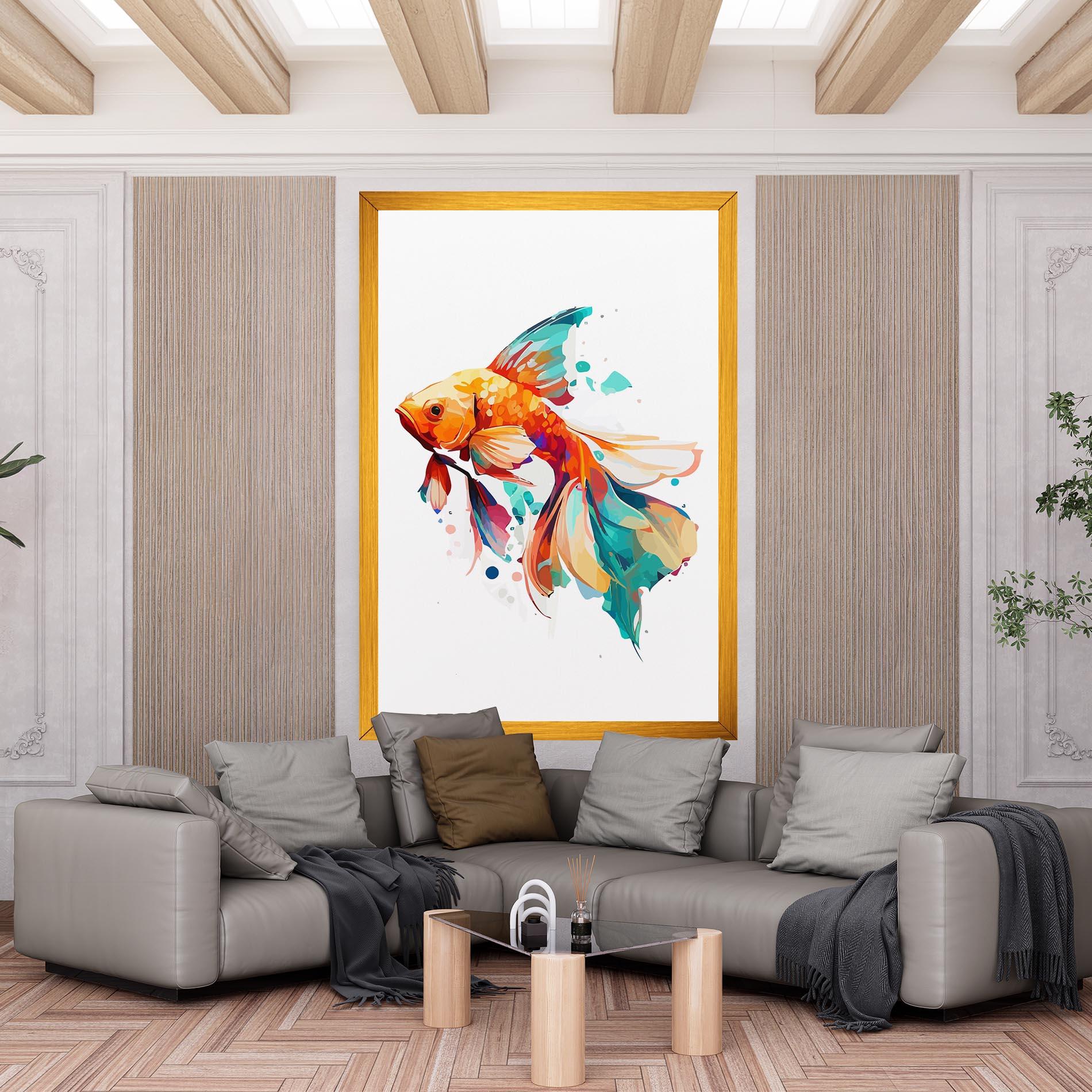 Leinwandbild Blue Orange Fish mockup 6