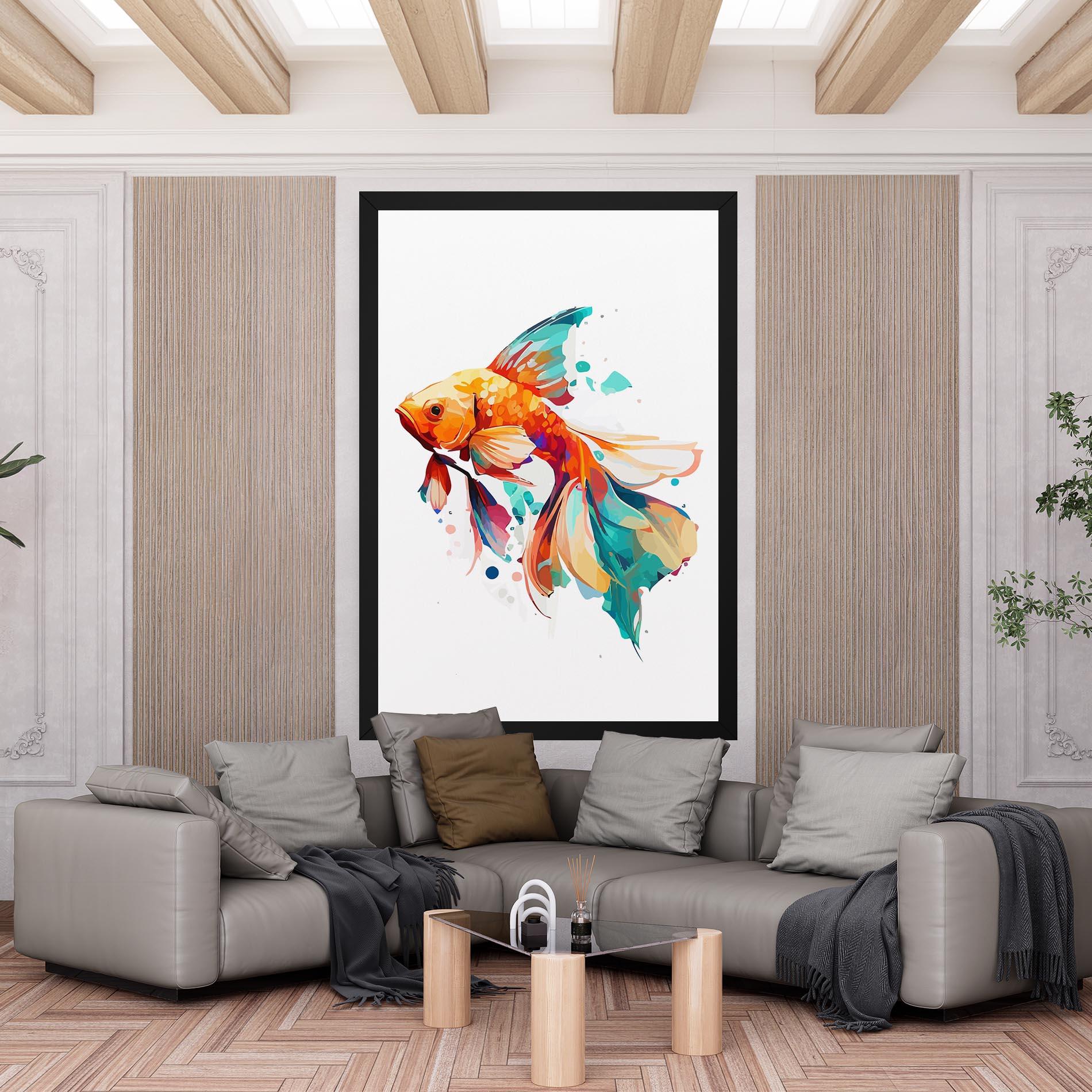 Leinwandbild Blue Orange Fish mockup 6