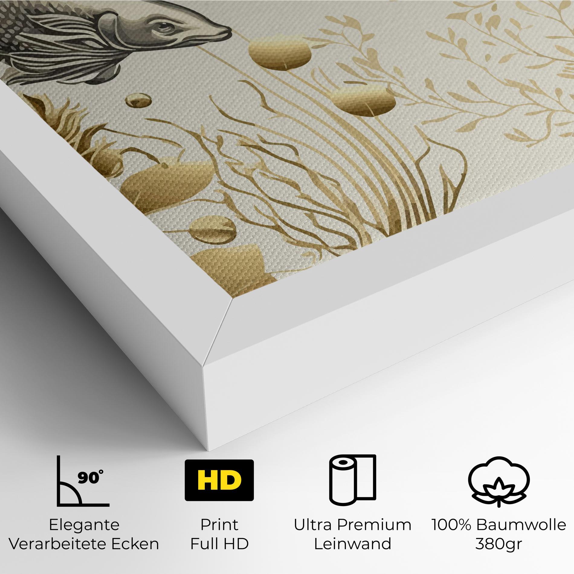 Leinwandbild Grey Gold Fish mockup 4