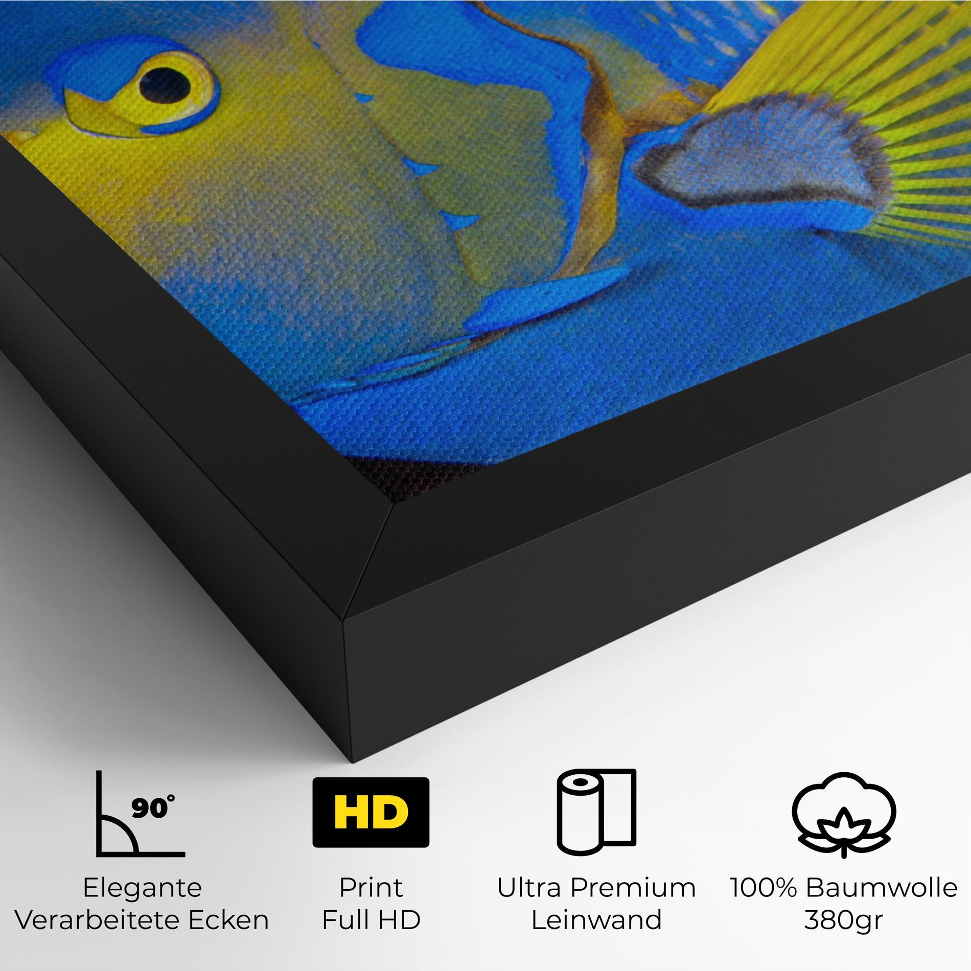 Leinwandbild Blue Yellow Fish mockup 4