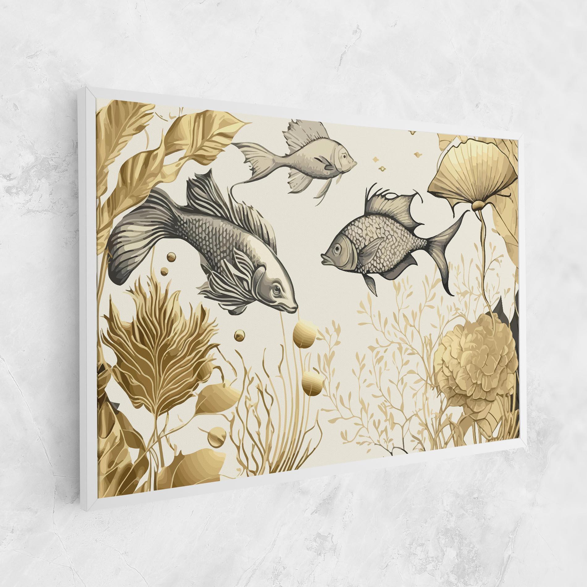 Leinwandbild Grey Gold Fish mockup 1