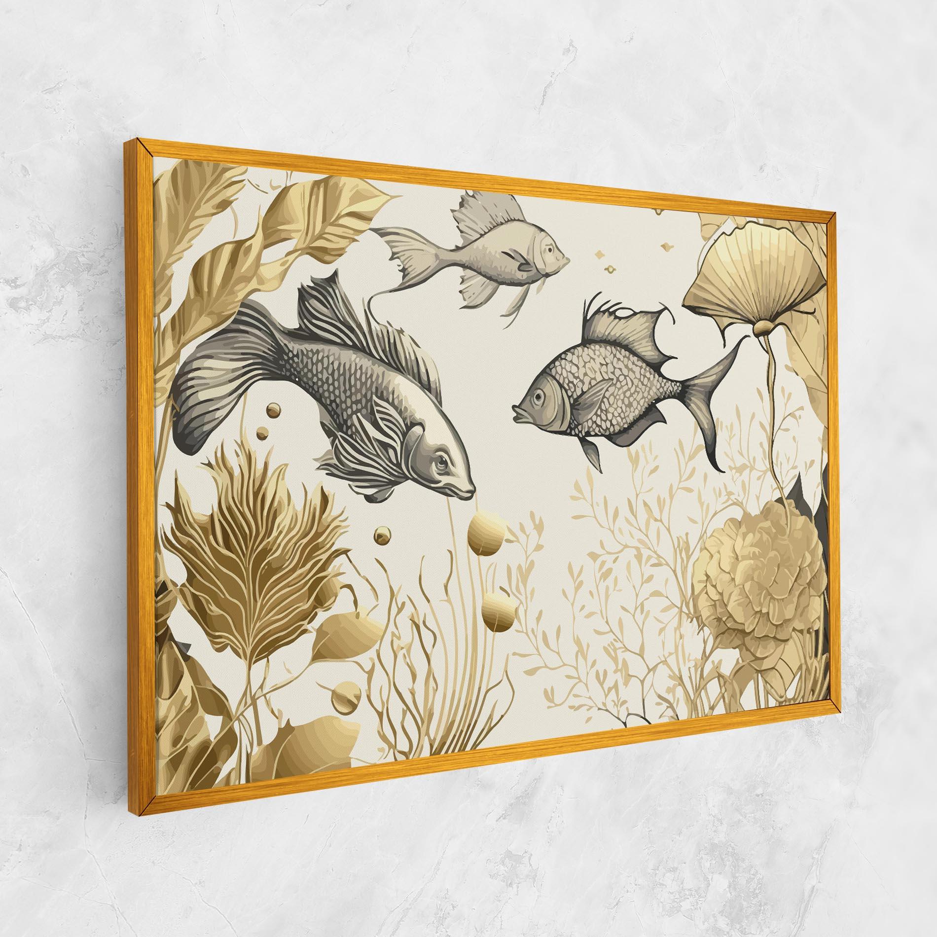 Leinwandbild Grey Gold Fish mockup 1