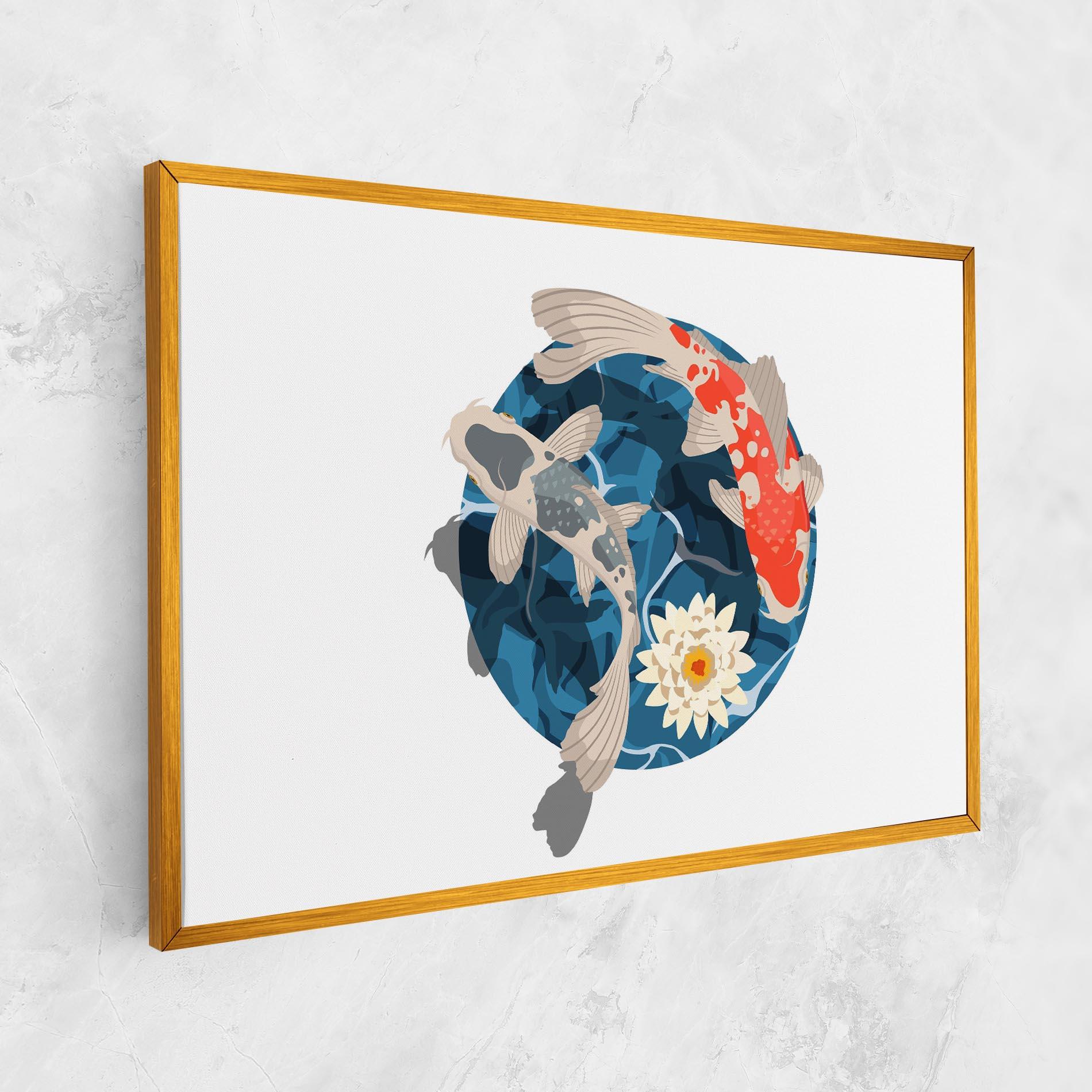Leinwandbild Grey Orange Koi mockup 1