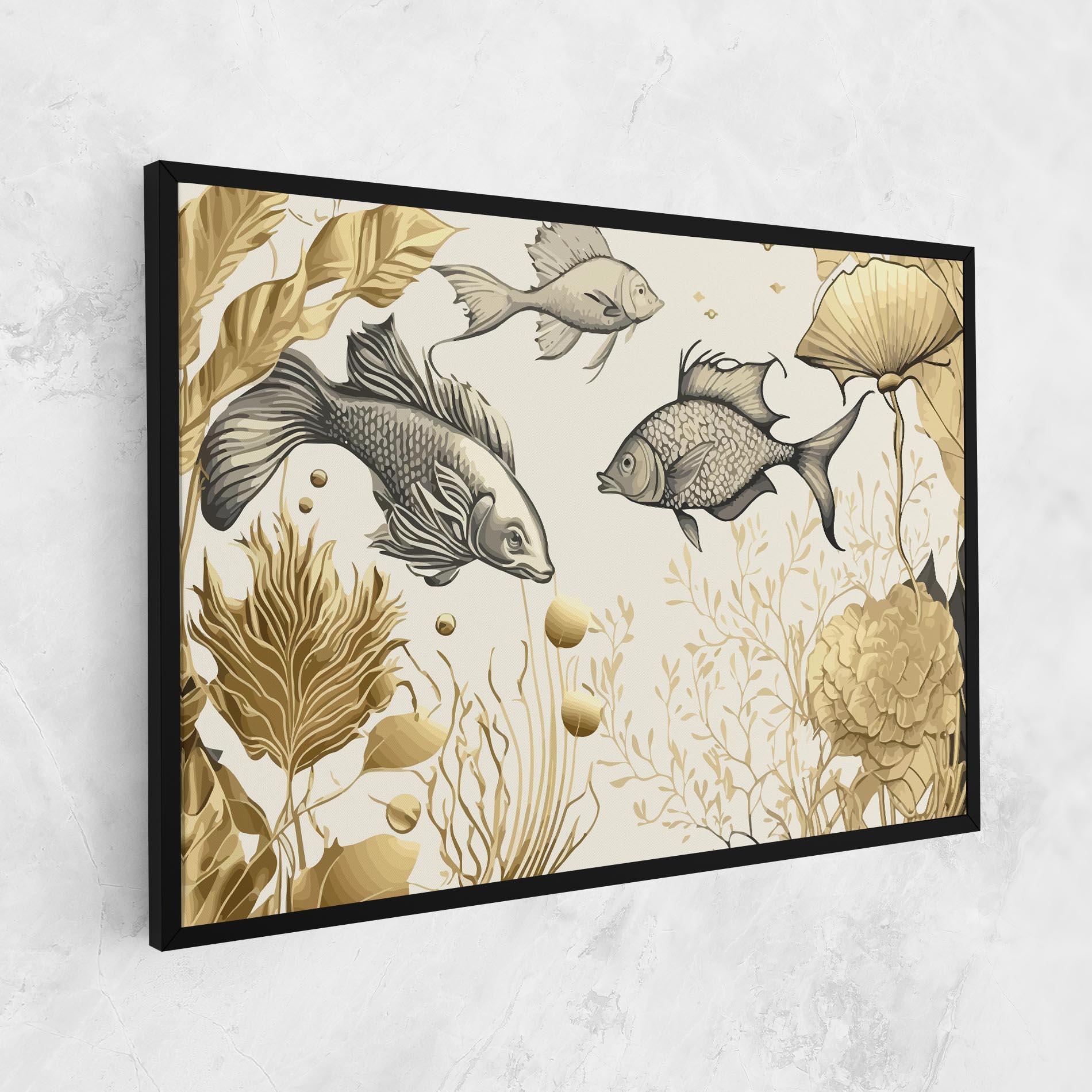 Leinwandbild Grey Gold Fish mockup 1