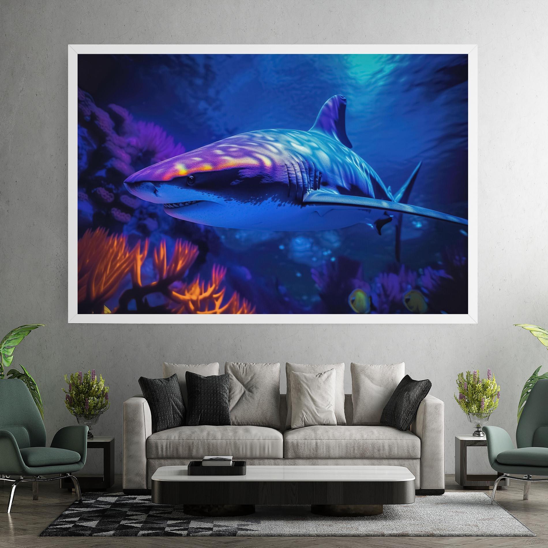 Leinwandbild Blue Light Shark mockup 7