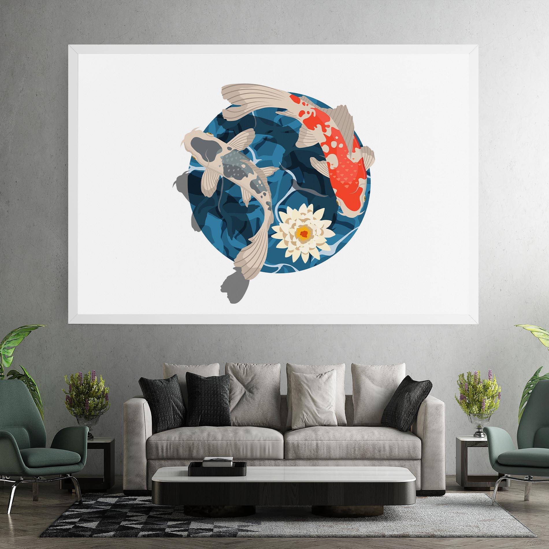 Leinwandbild Grey Orange Koi mockup 7