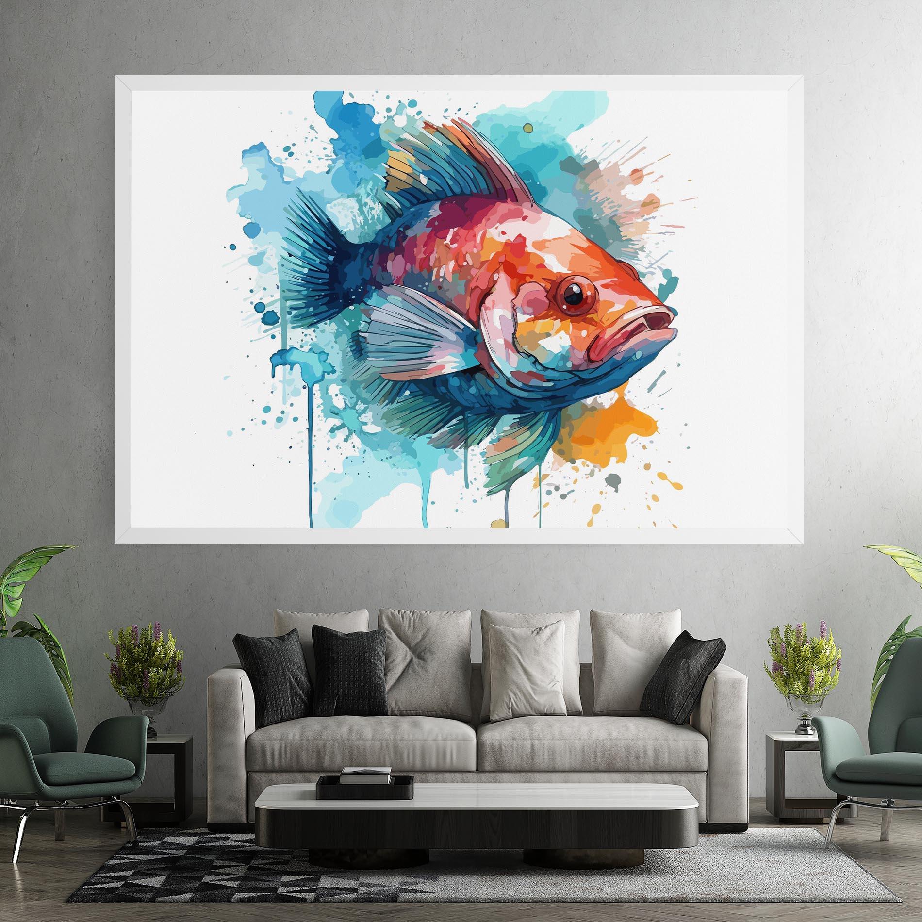 Leinwandbild Watercolor Fish mockup 7