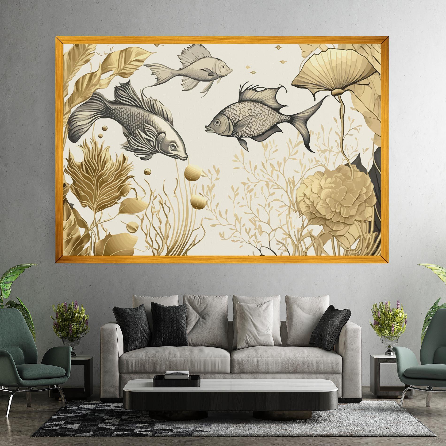 Leinwandbild Grey Gold Fish mockup 7
